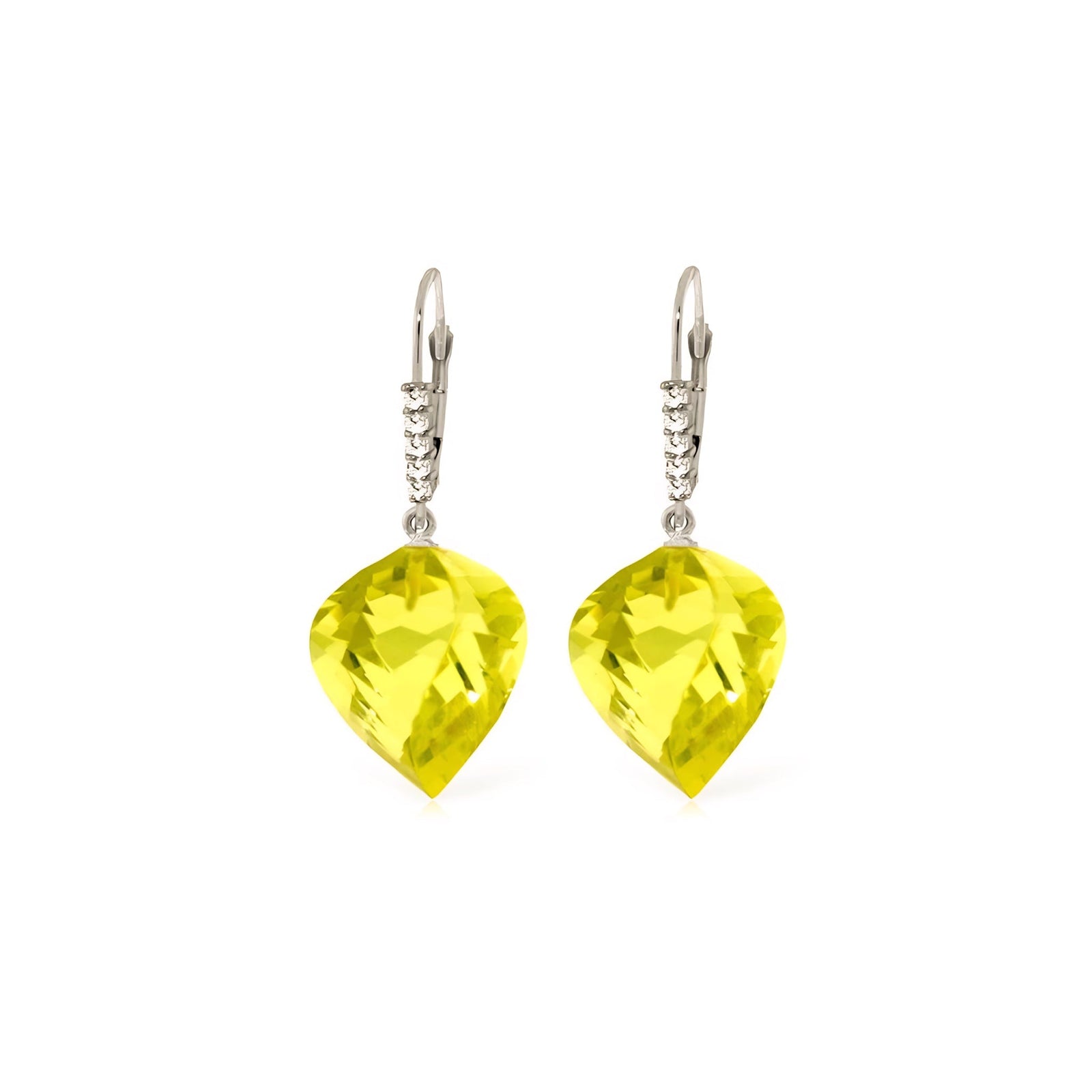 White Gold Earrings Lemon Quartz 10K — Stella
