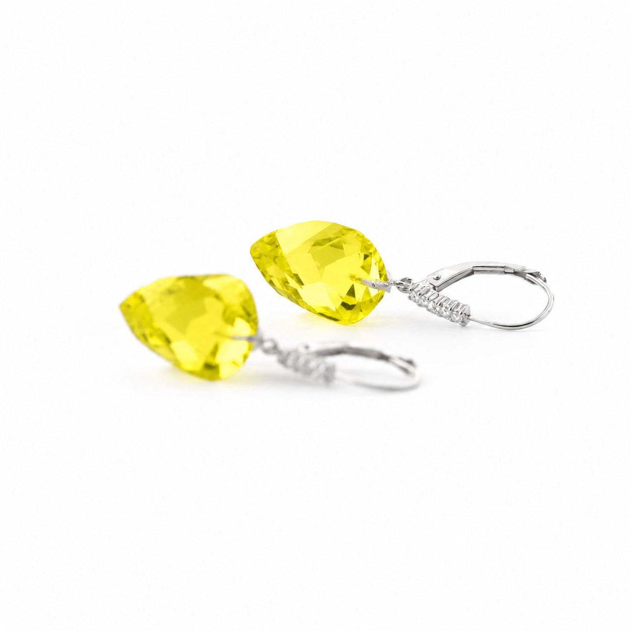 White Gold Earrings Lemon Quartz 10K — Stella
