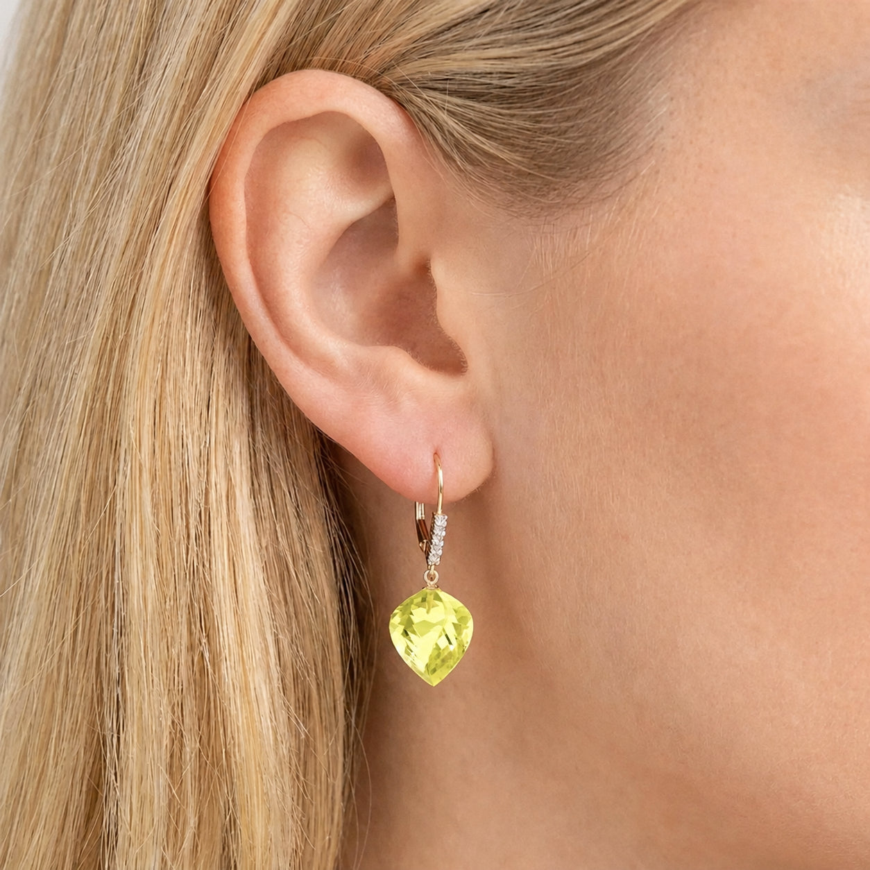Yellow Gold Earrings Lemon Quartz 10K — Stella