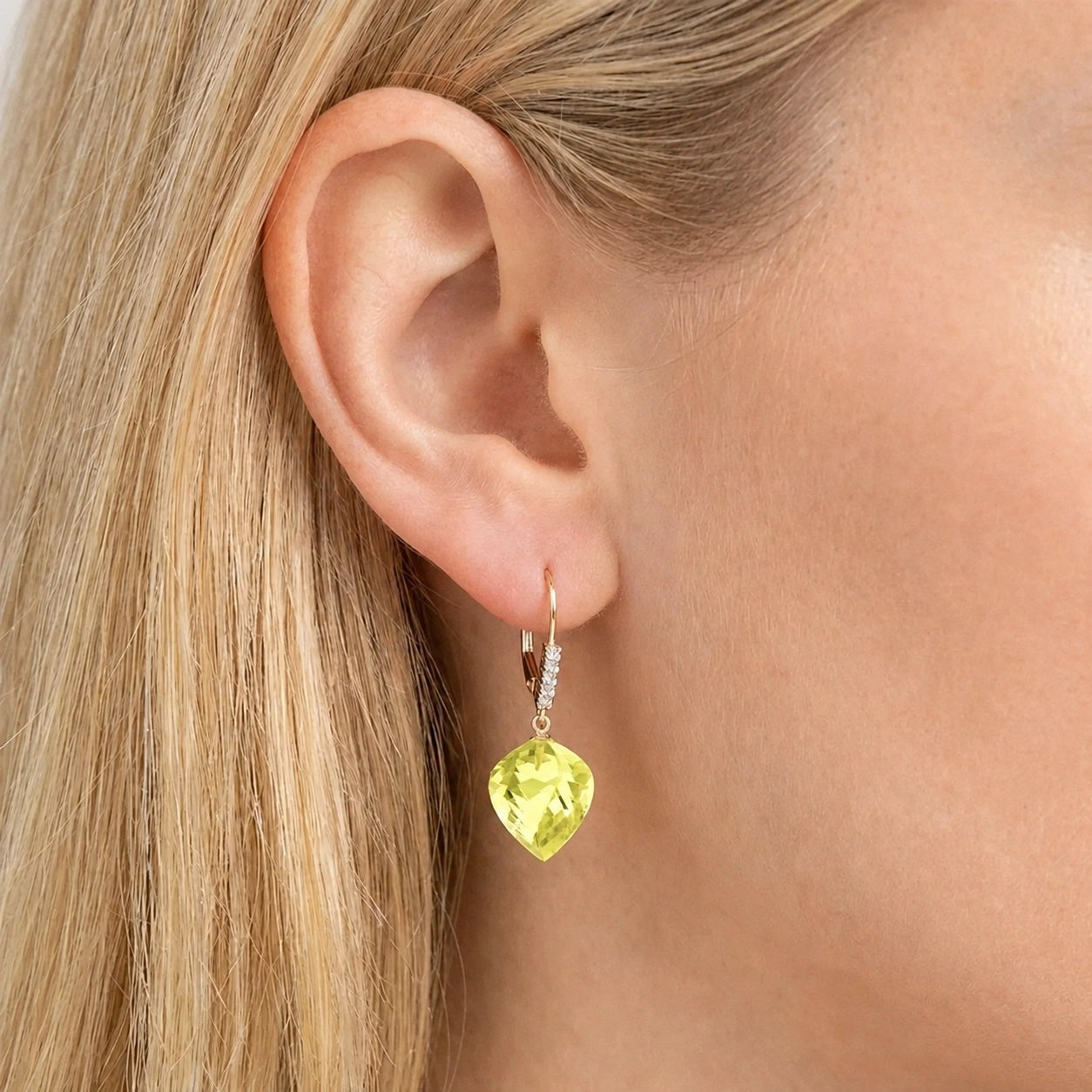 Yellow Gold Earrings Lemon Quartz 10K — Stella