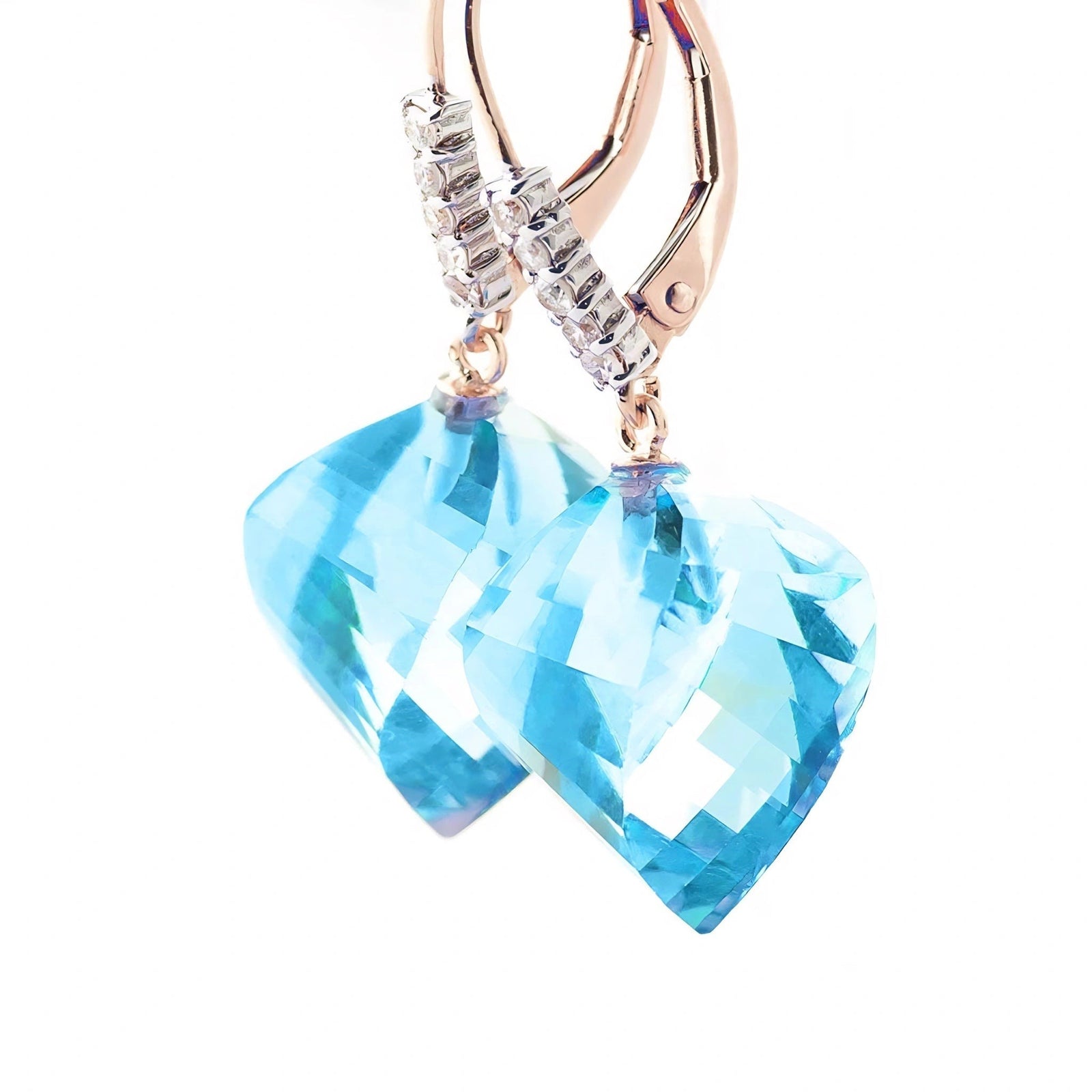 Rose Gold Earrings Blue Topaz 10K — Stella