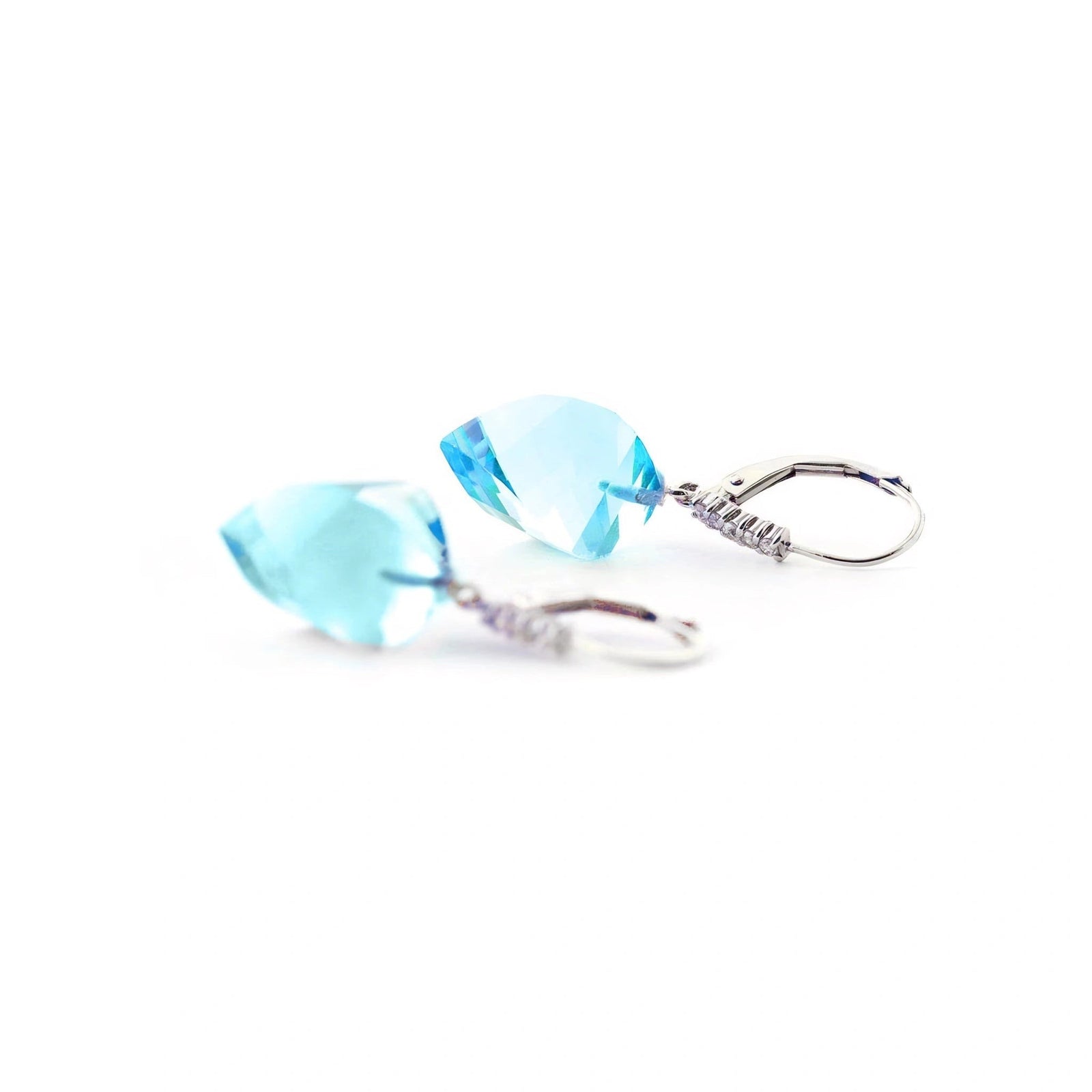 White Gold Earrings Blue Topaz 10K — Stella