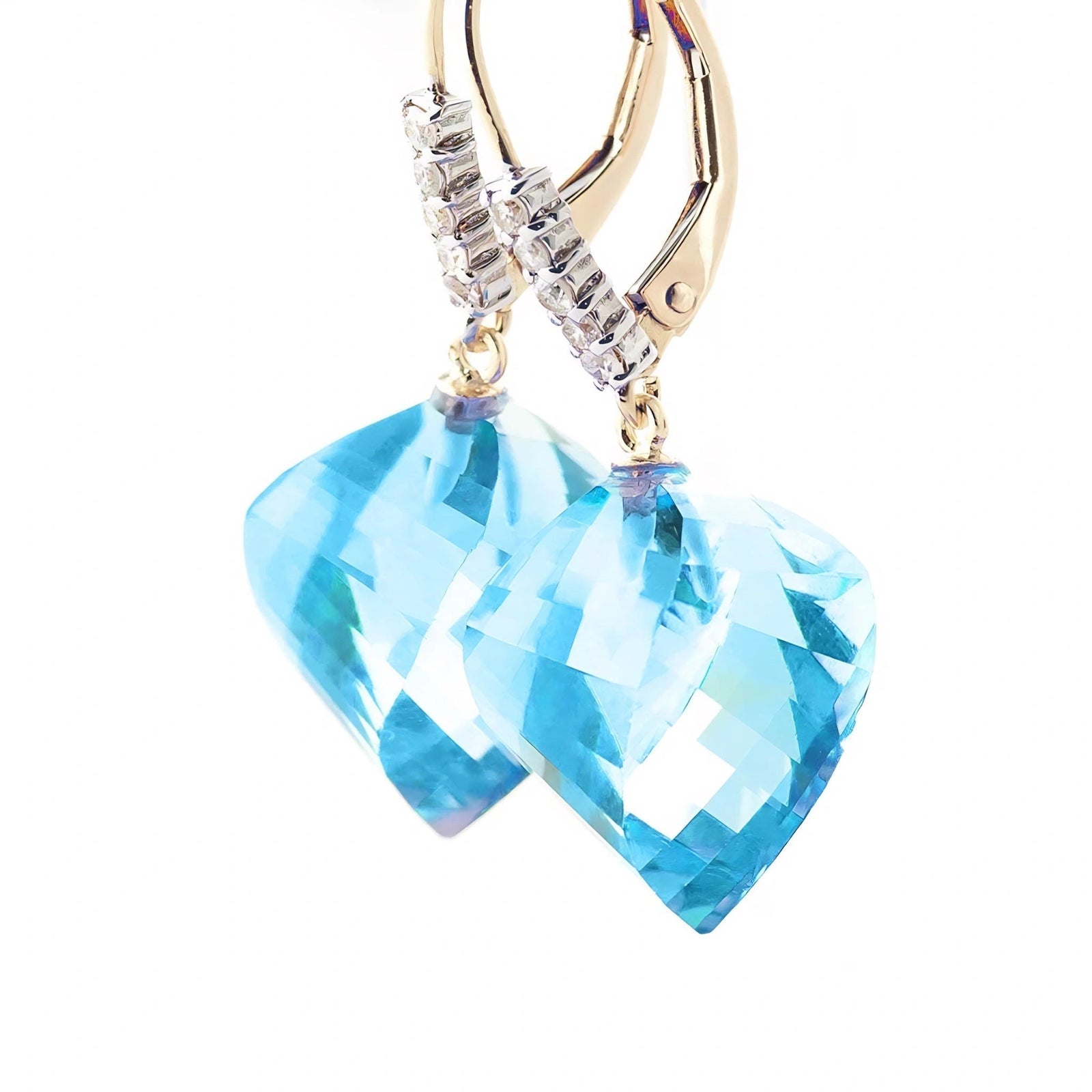 Yellow Gold Earrings Blue Topaz 10K — Stella