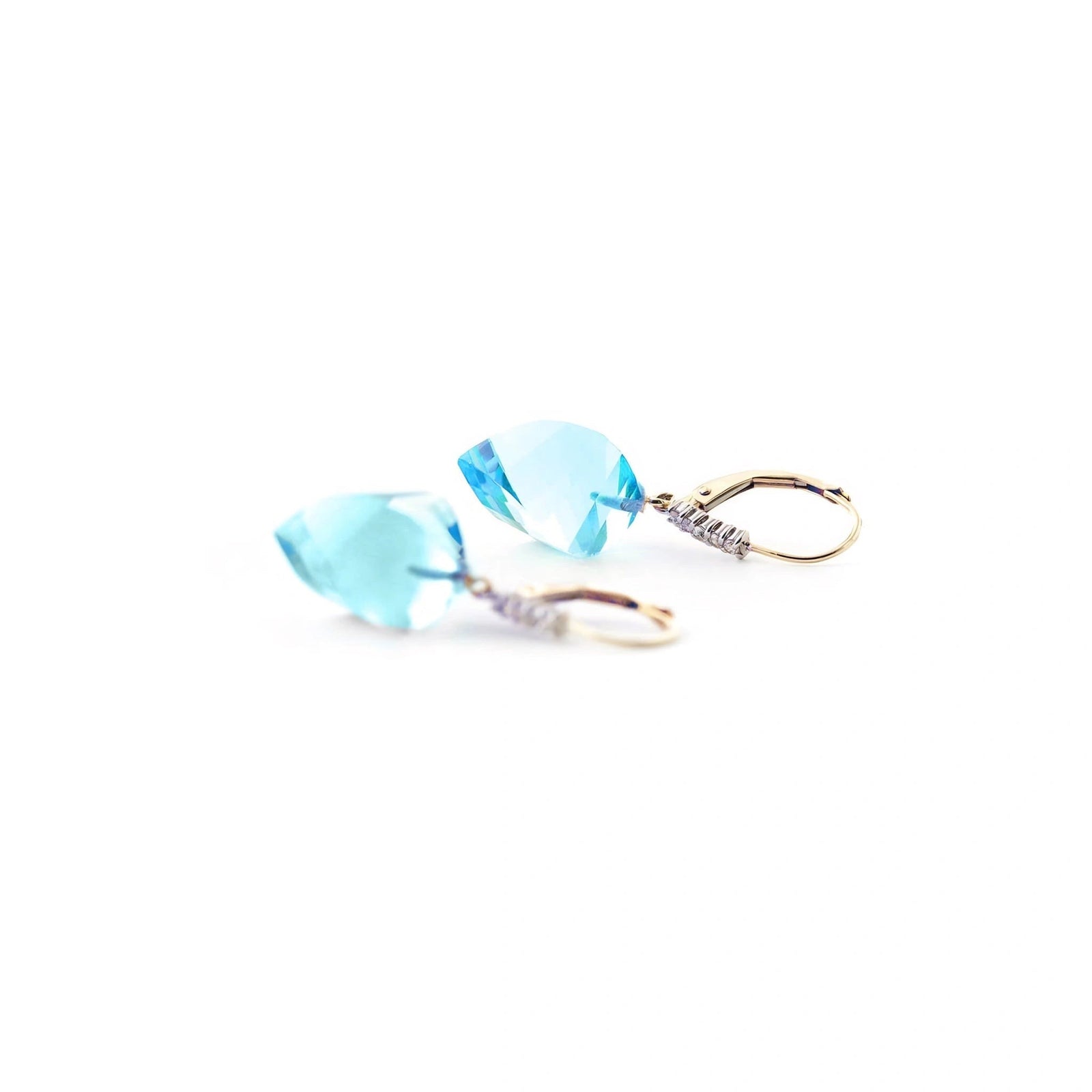 Yellow Gold Earrings Blue Topaz 10K — Stella
