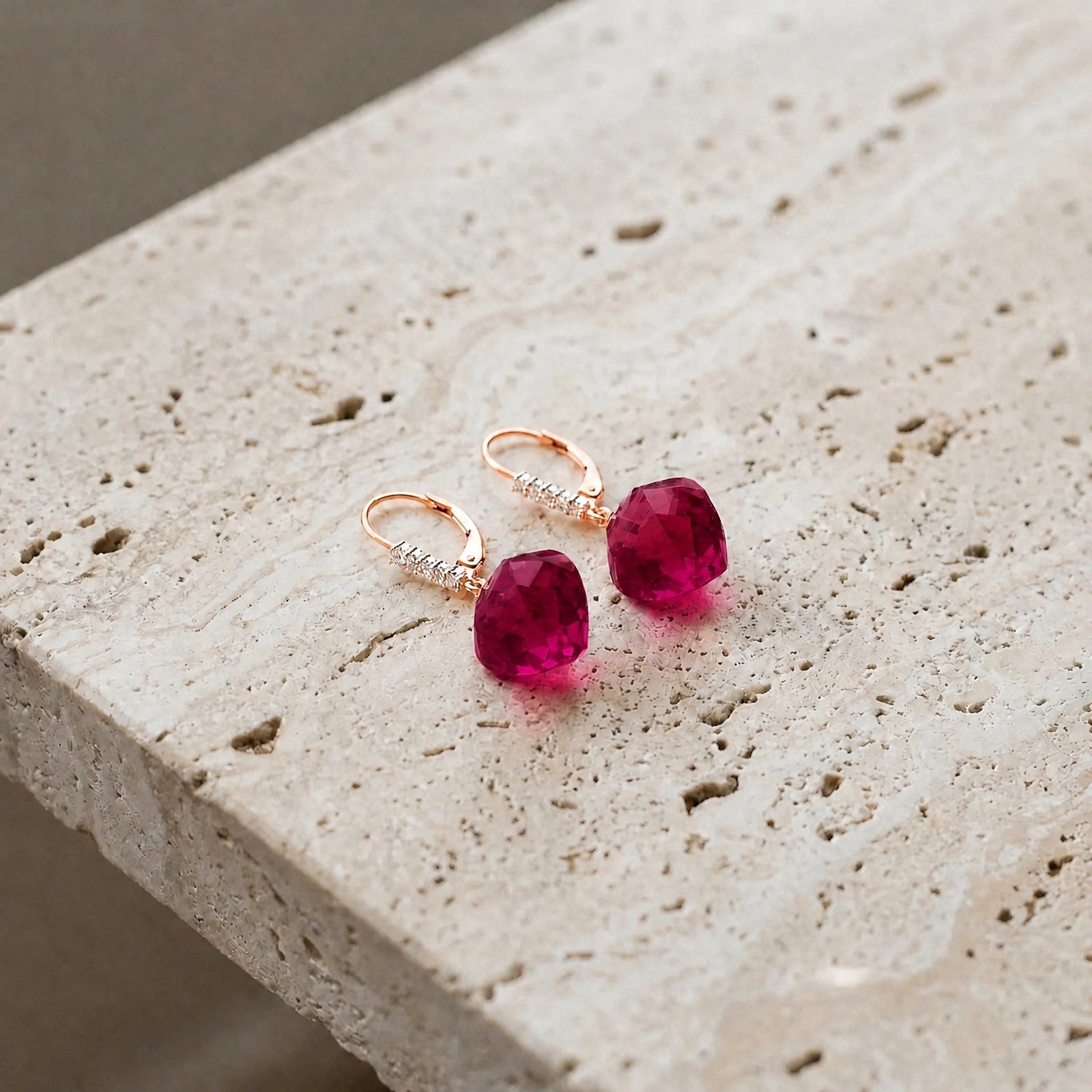 Rose Gold Earrings Ruby 10K — Stella