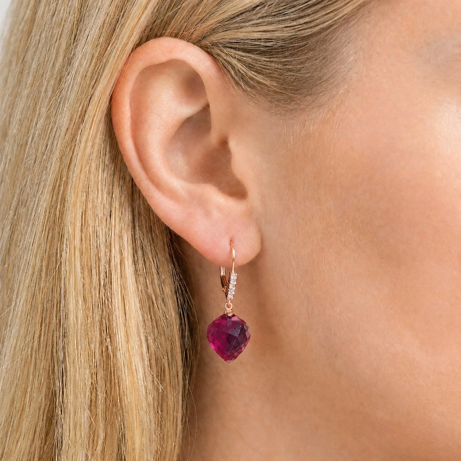 Rose Gold Earrings Ruby 10K — Stella