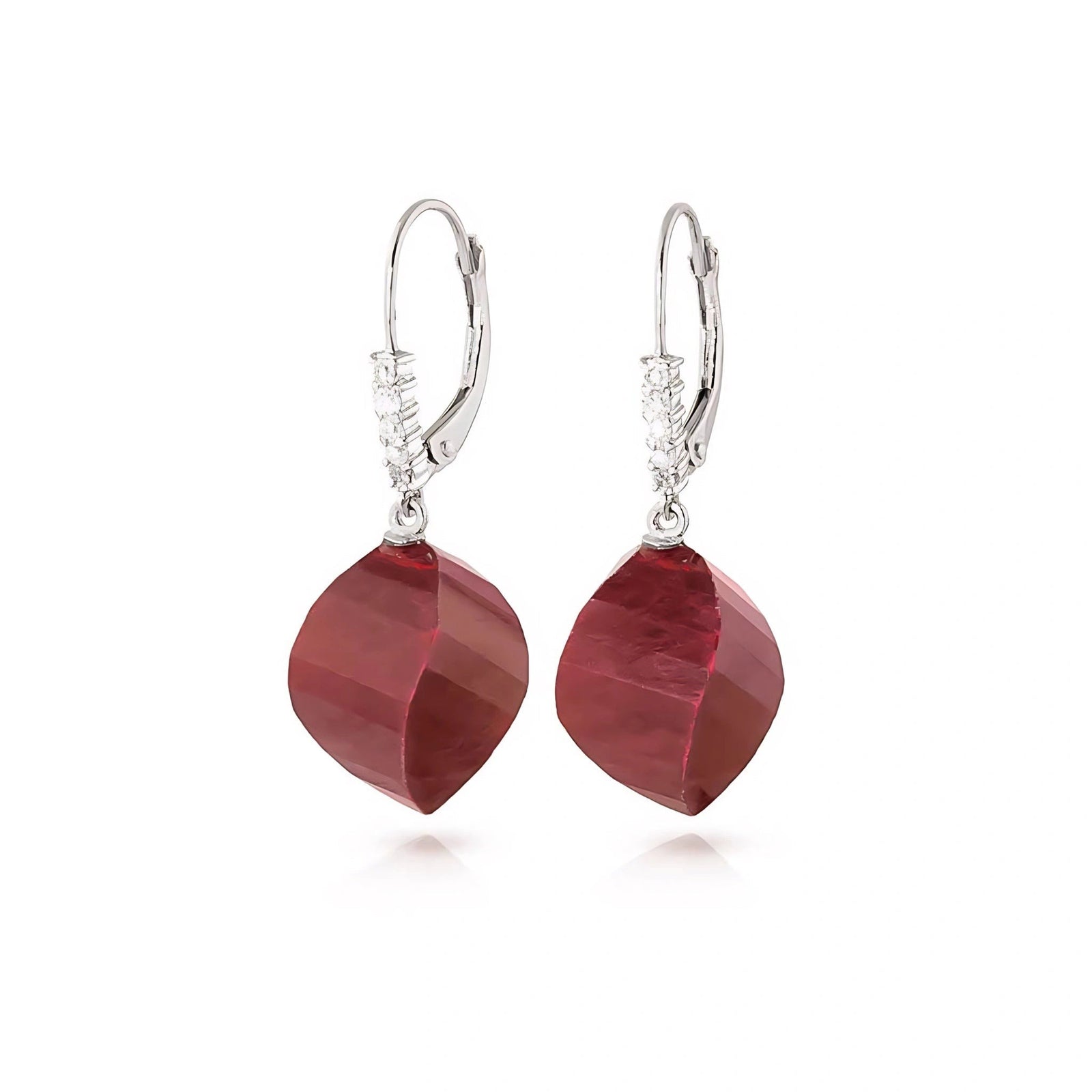 White Gold Earrings Ruby 10K — Stella