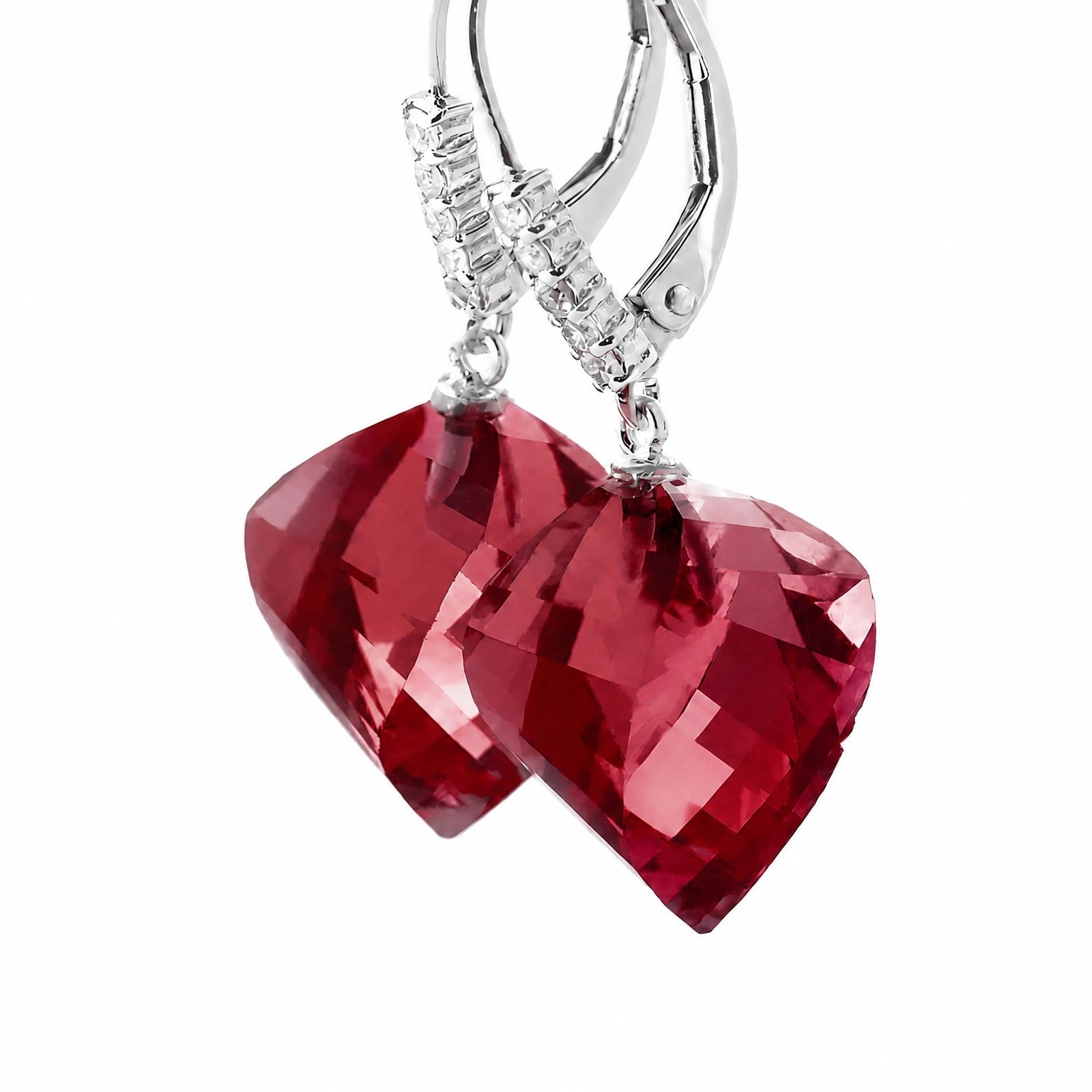 White Gold Earrings Ruby 10K — Stella