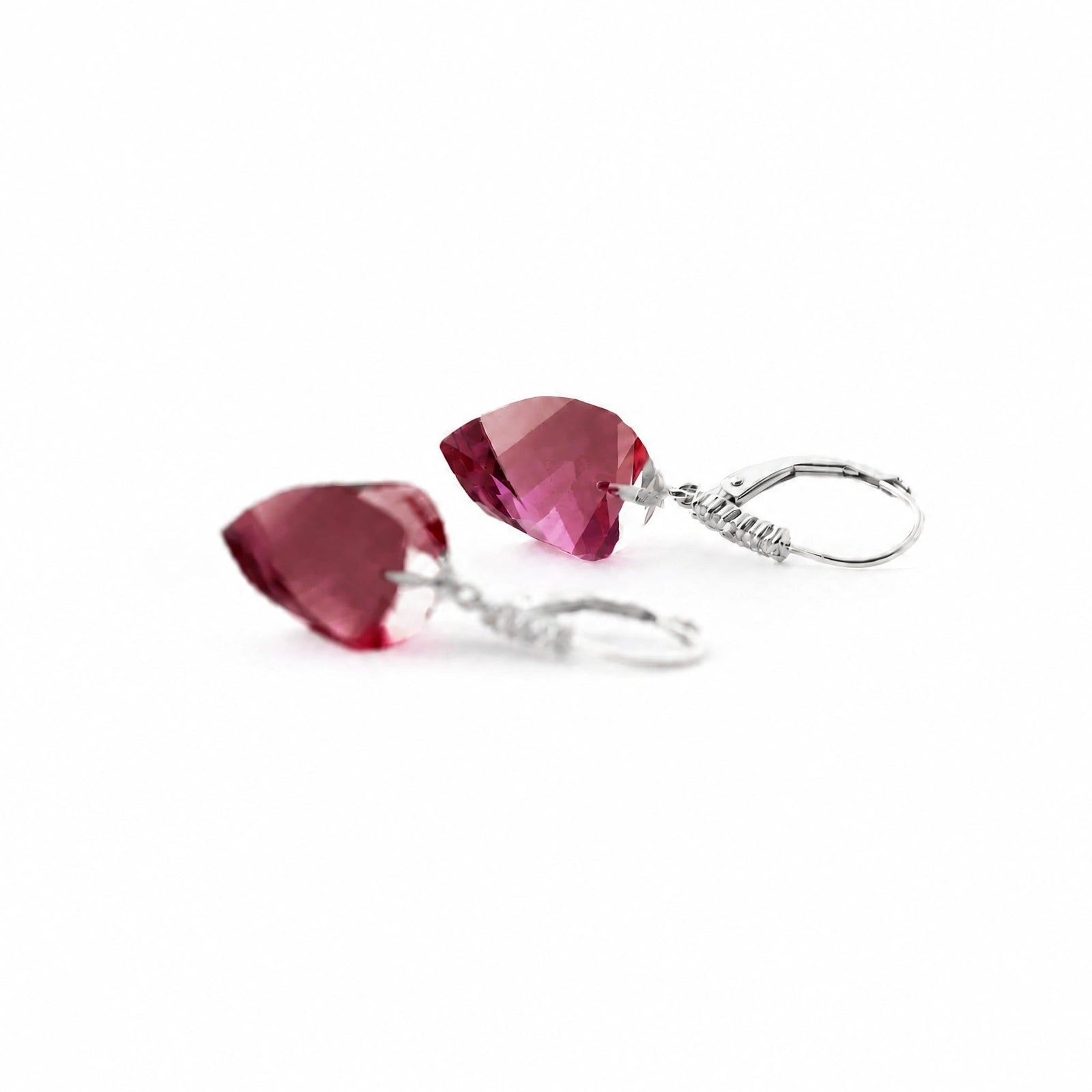 White Gold Earrings Ruby 10K — Stella
