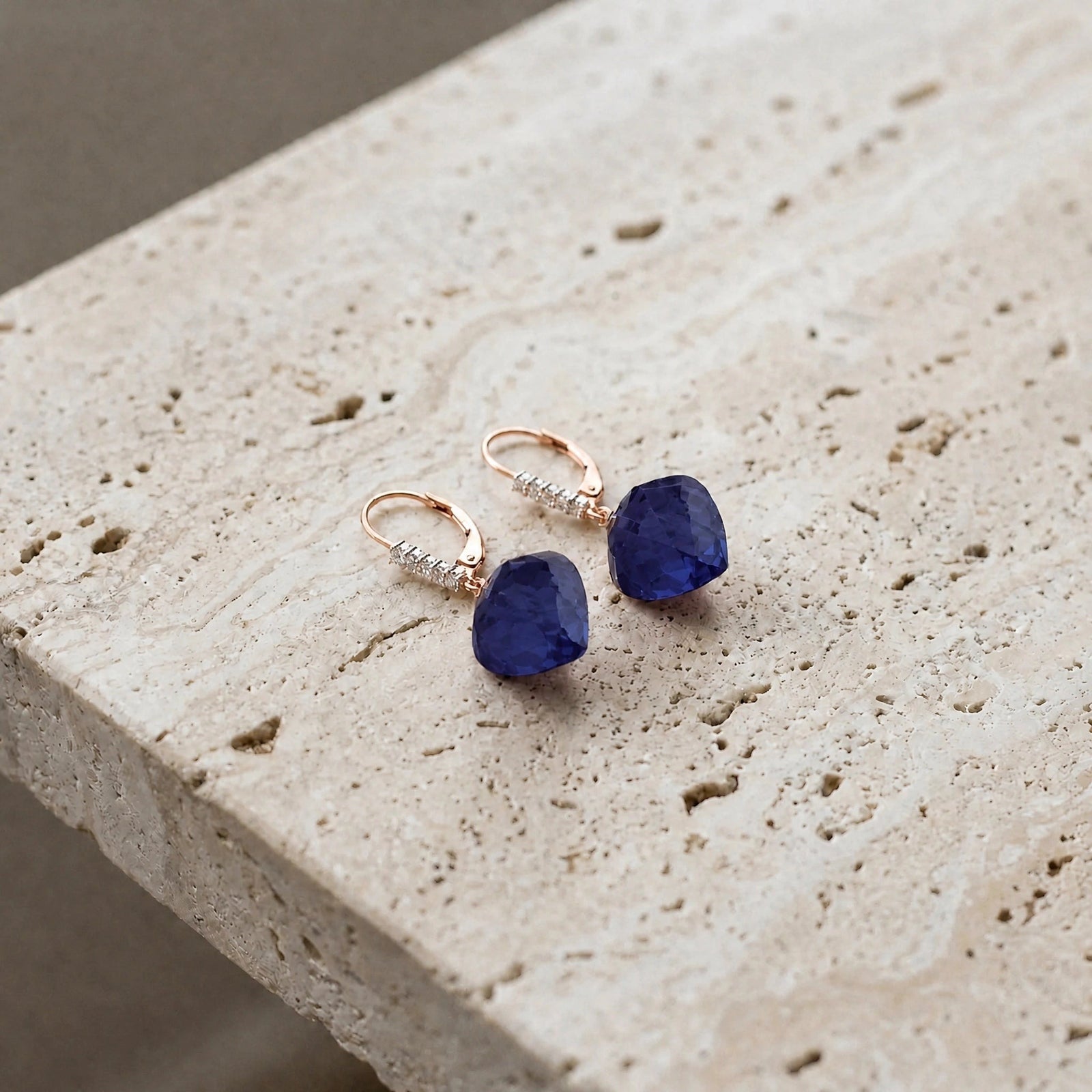 Rose Gold Earrings Sapphire 10K — Stella