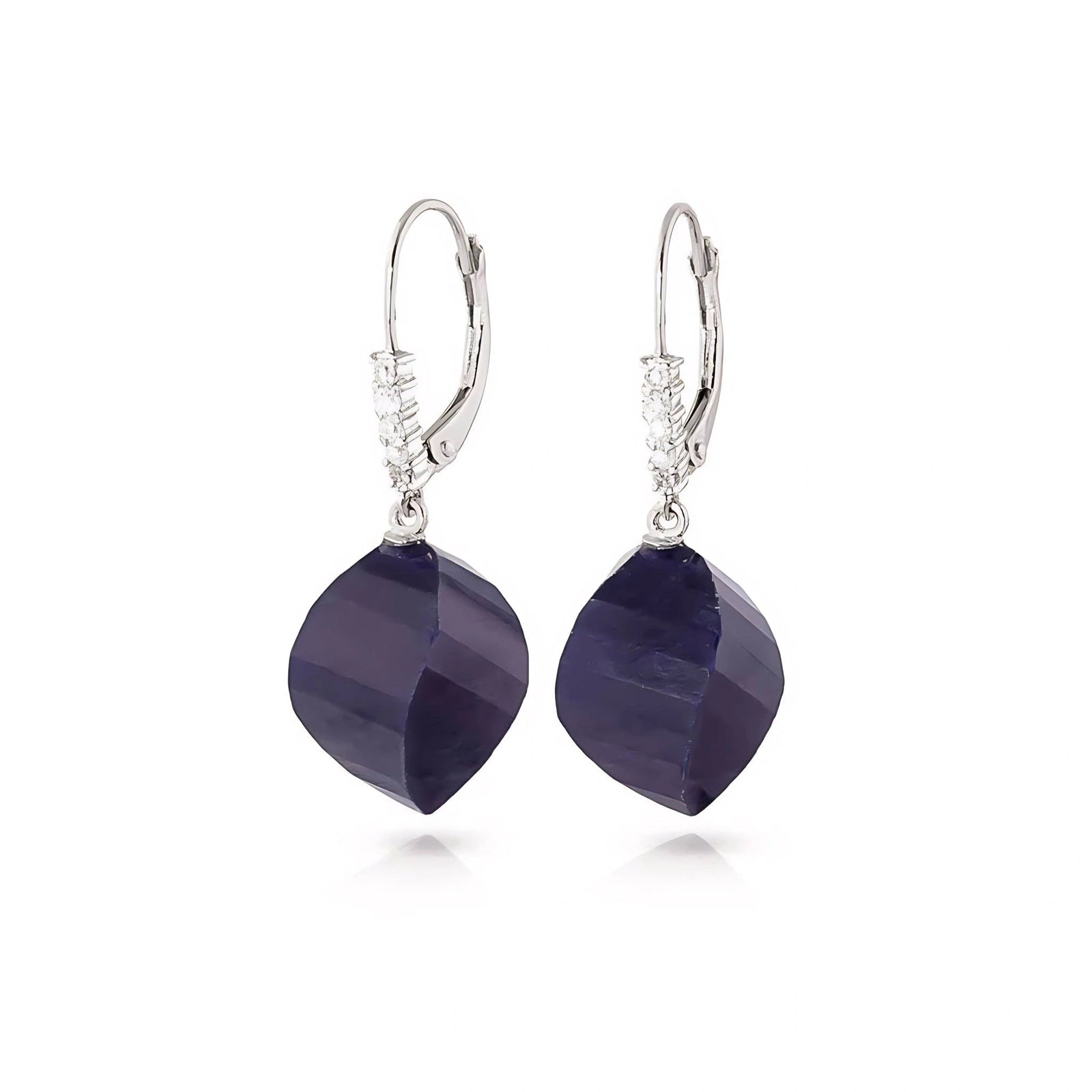 White Gold Earrings Sapphire 10K — Stella