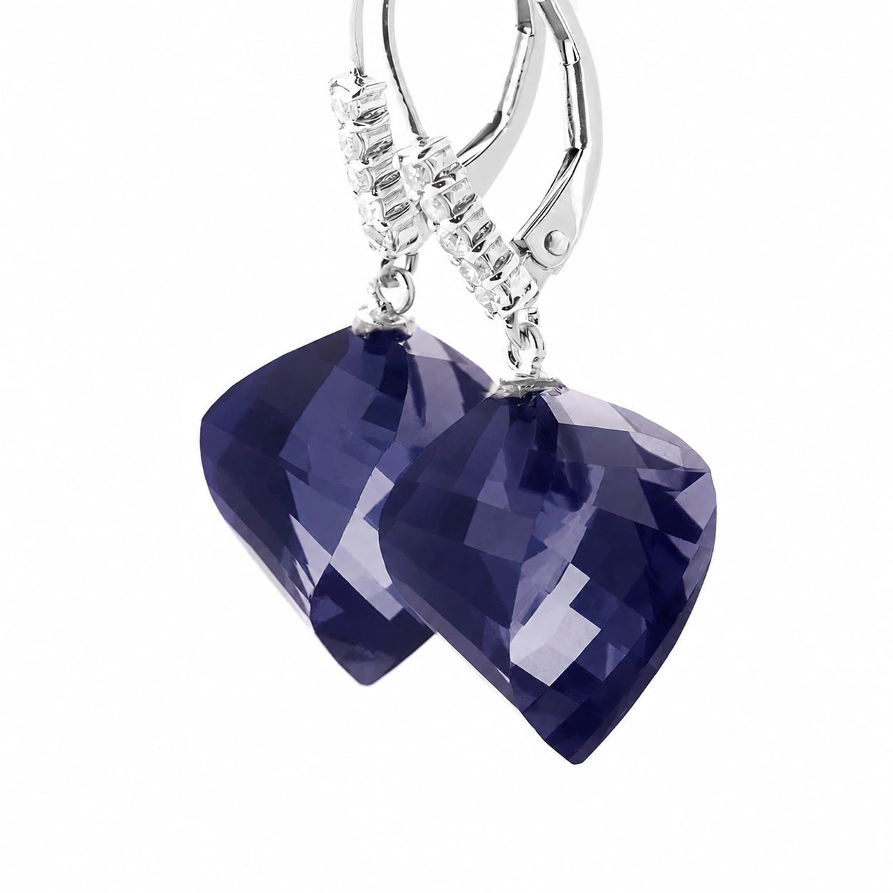 White Gold Earrings Sapphire 10K — Stella