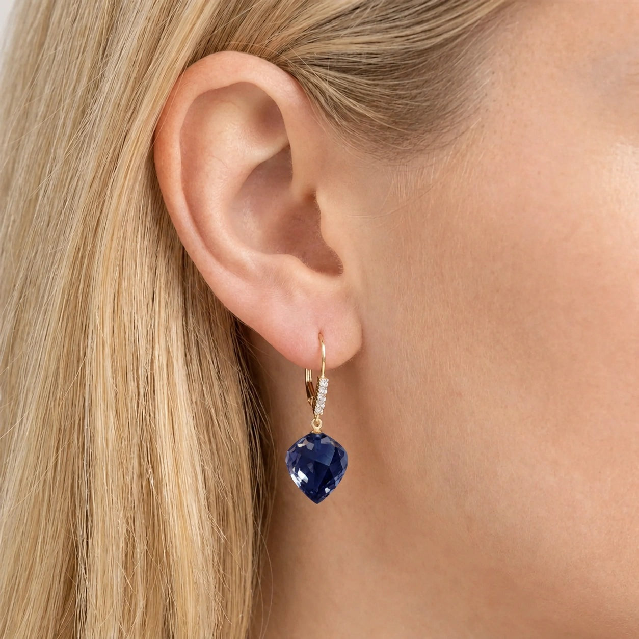 Yellow Gold Earrings Sapphire 10K — Stella