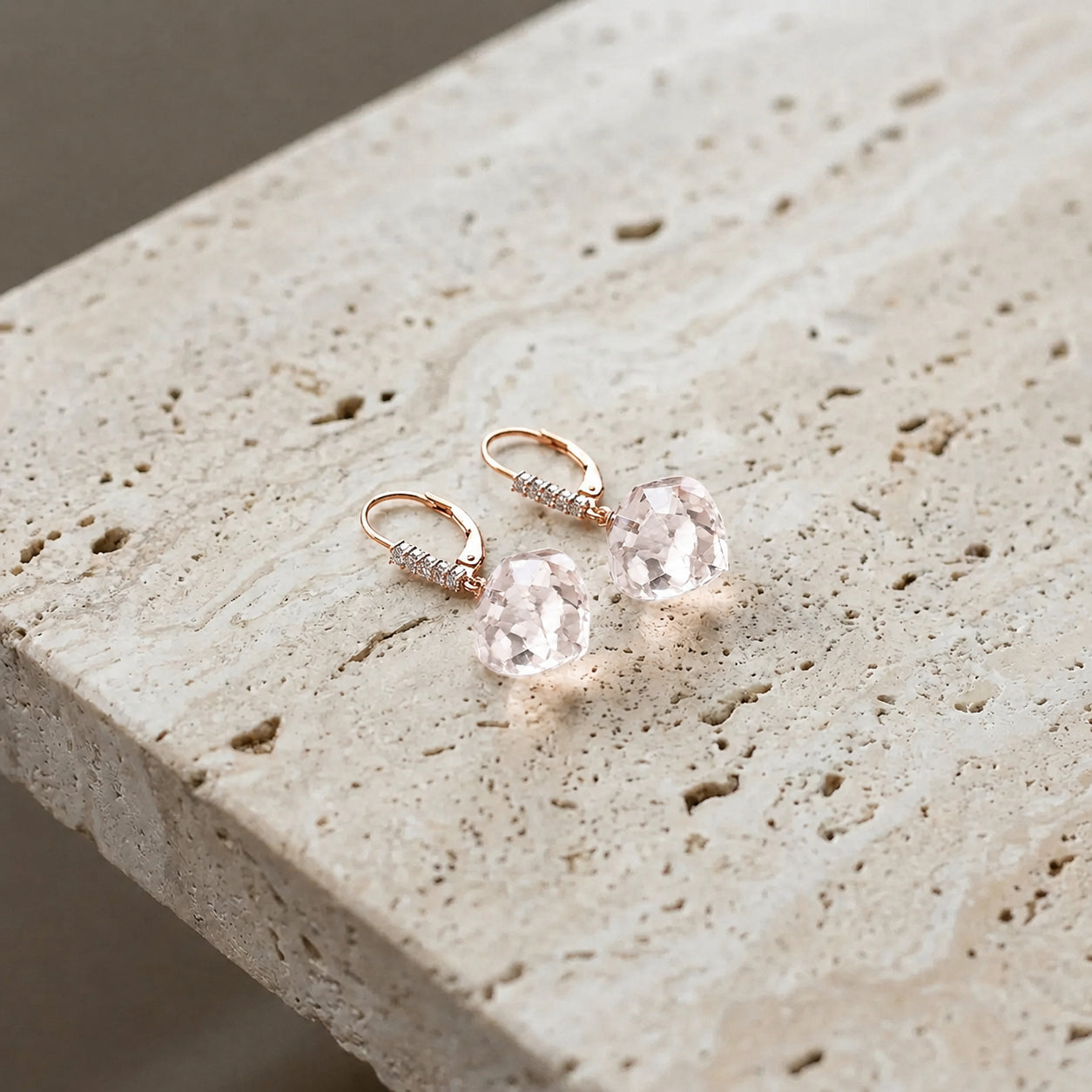 Rose Gold Earrings Emerald 10K — Stella