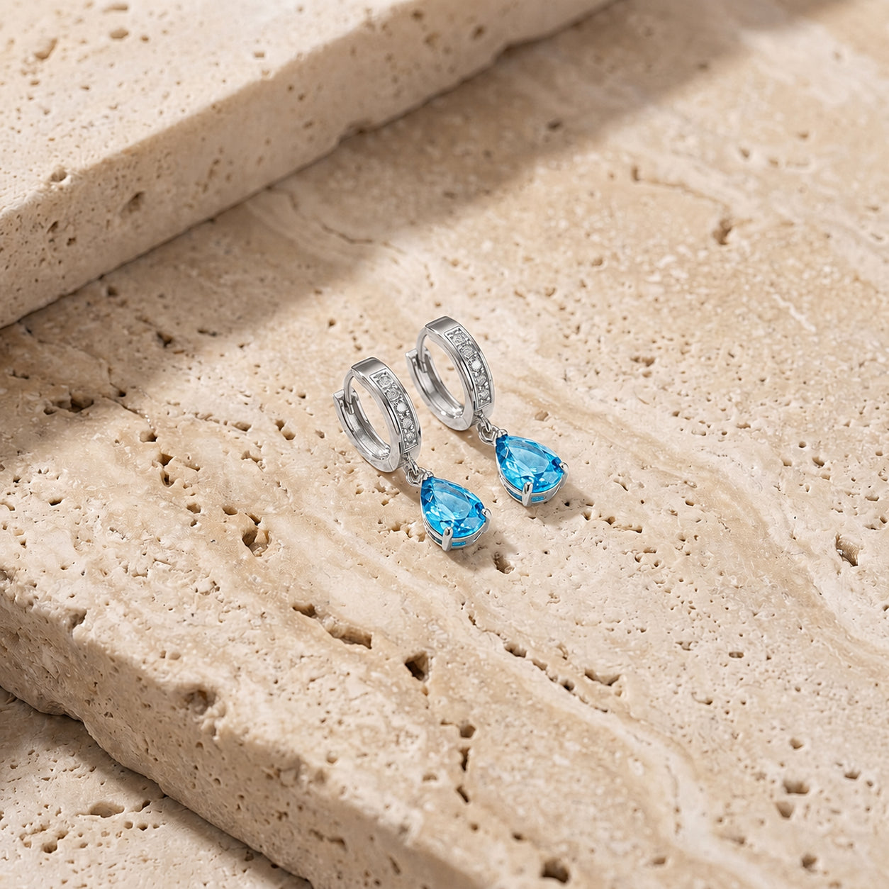 White Gold Reverie Earrings Blue Topaz 10K — Gianna