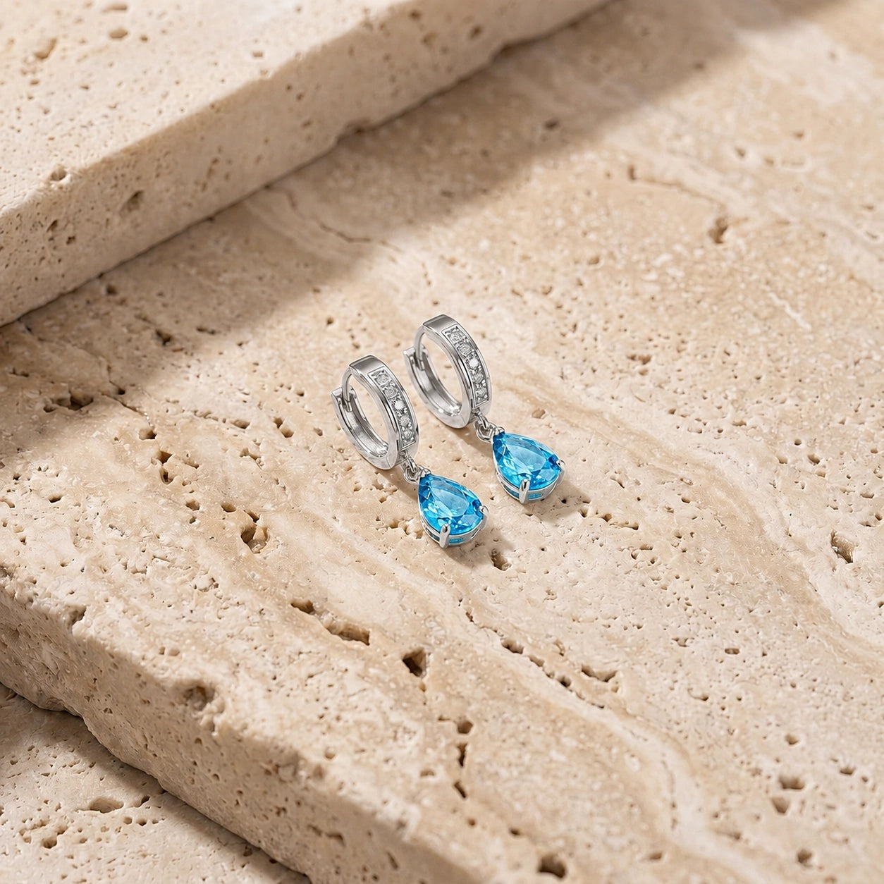 White Gold Reverie Earrings Blue Topaz 10K — Gianna