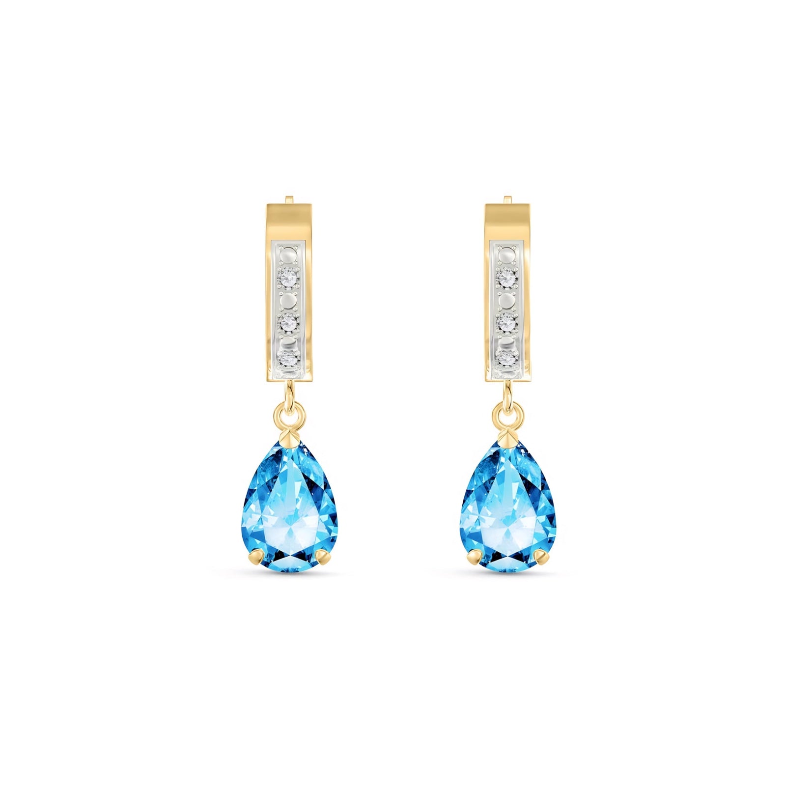 Yellow Gold Reverie Earrings Blue Topaz 10K — Gianna