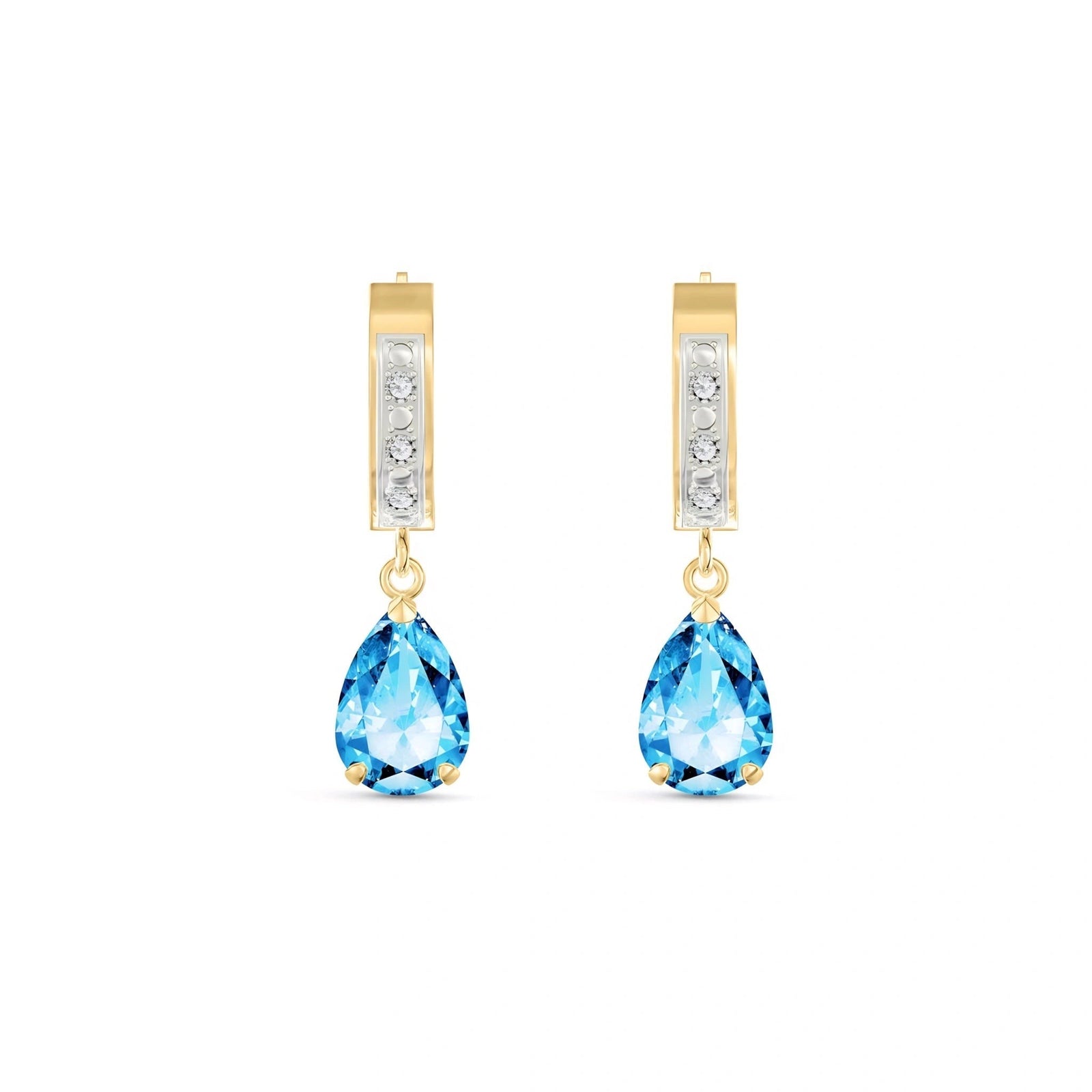 Yellow Gold Reverie Earrings Blue Topaz 10K — Gianna