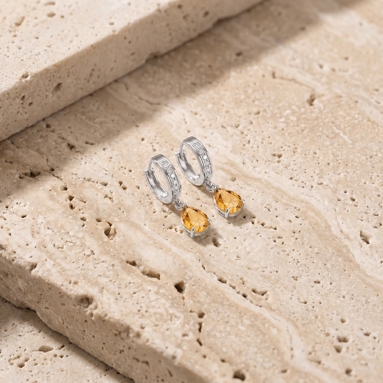 White Gold Reverie Earrings Citrine 10K — Gianna