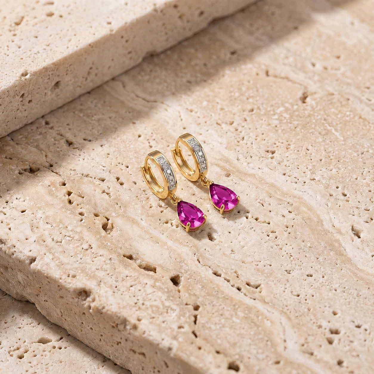 Yellow Gold Reverie Earrings Pink Topaz 10K — Gianna