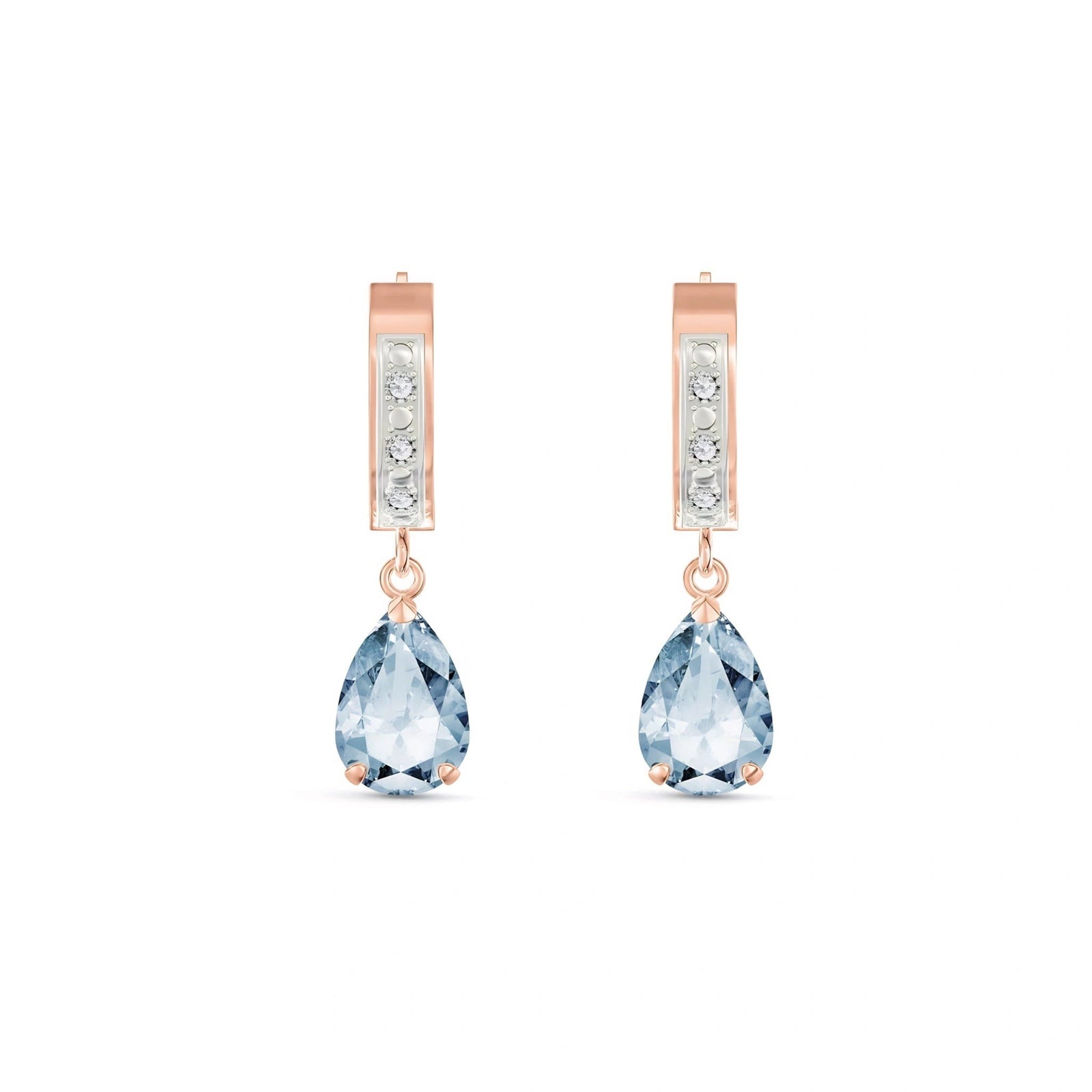 Rose Gold Reverie Earrings Aquamarine 10K — Gianna
