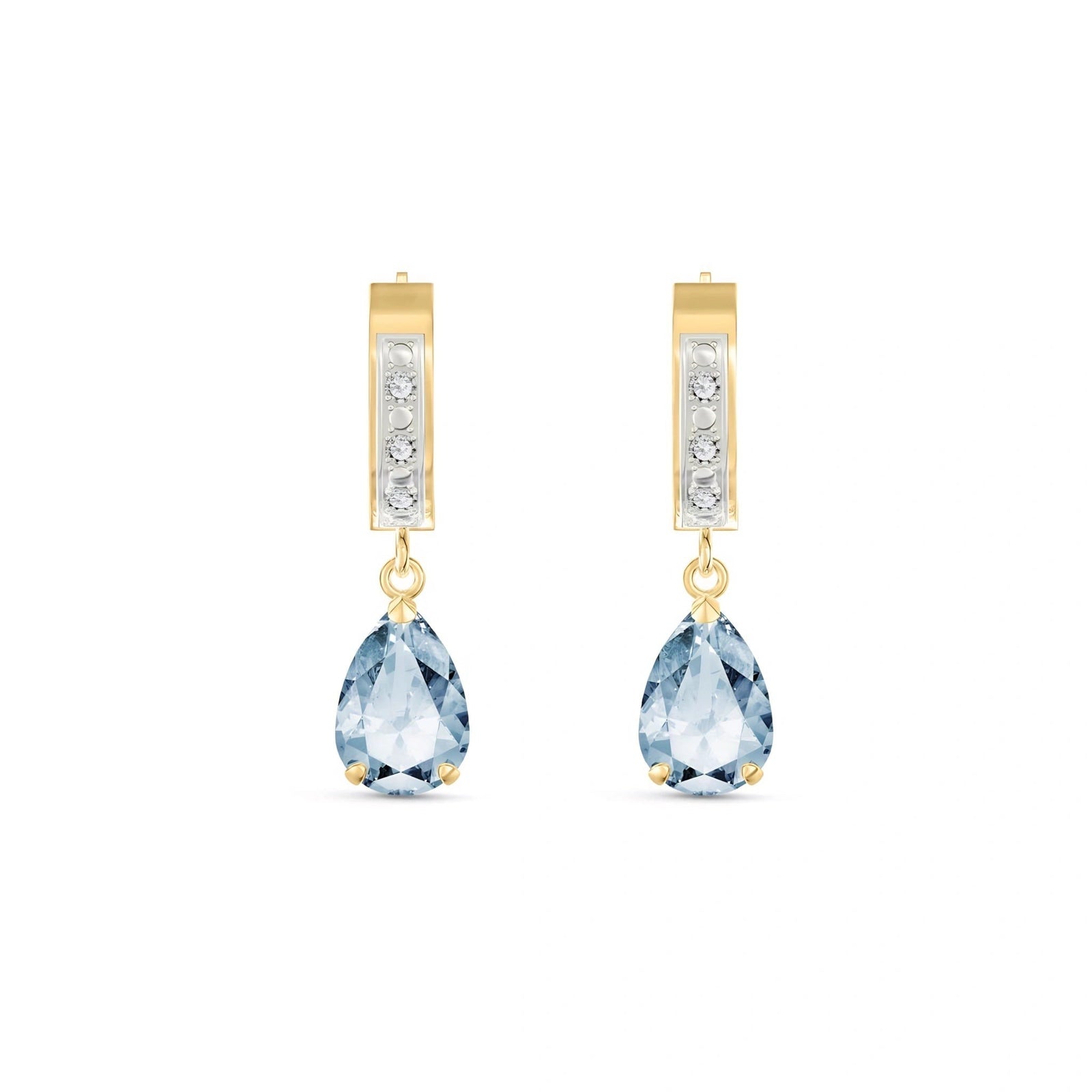 Yellow Gold Reverie Earrings Aquamarine 10K — Gianna