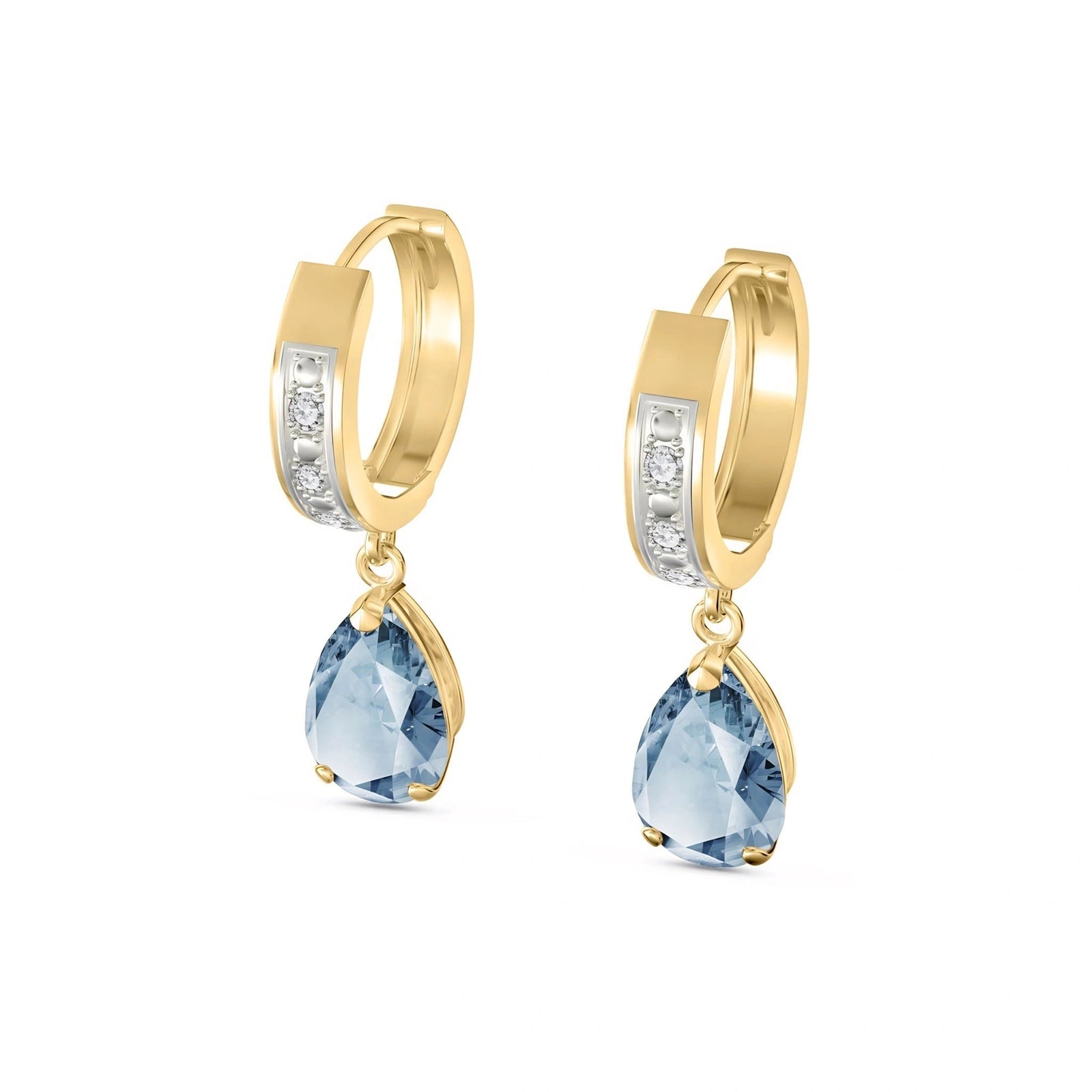 Yellow Gold Reverie Earrings Aquamarine 10K — Gianna