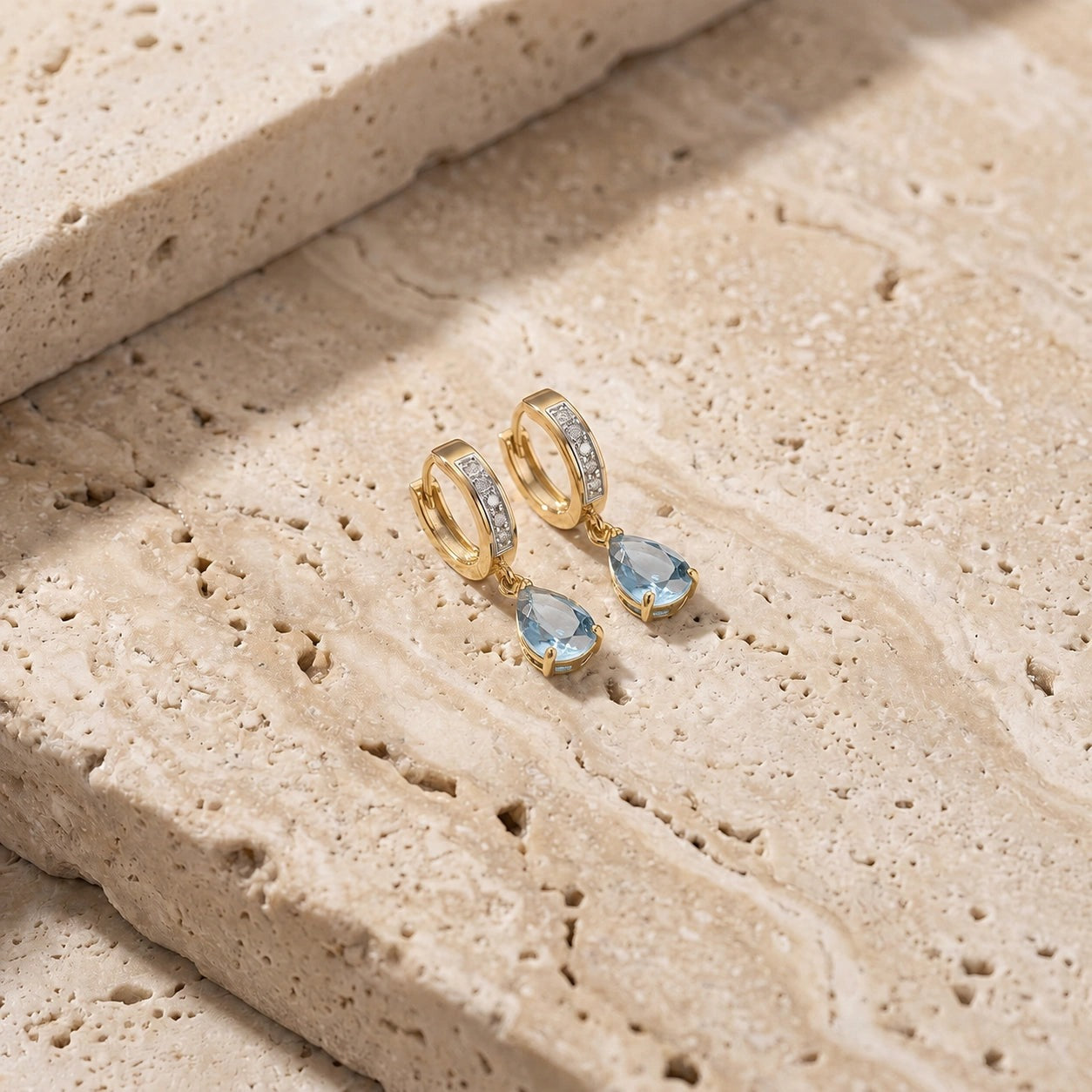 Yellow Gold Reverie Earrings Aquamarine 10K — Gianna