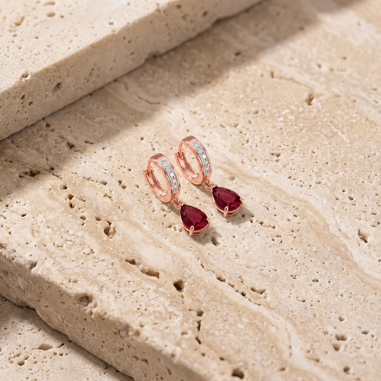 Rose Gold Reverie Earrings Ruby 10K — Gianna