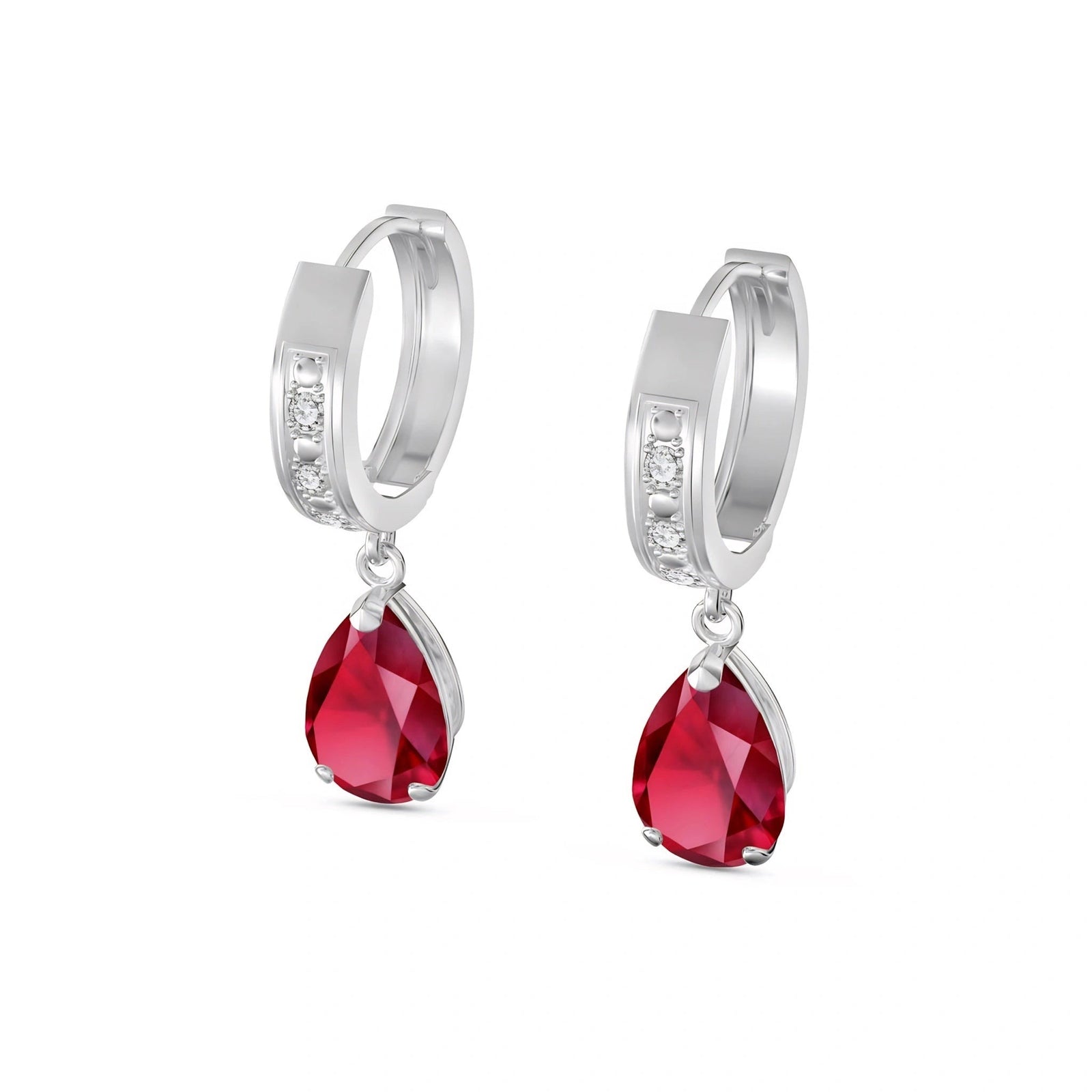White Gold Reverie Earrings Ruby 10K — Gianna