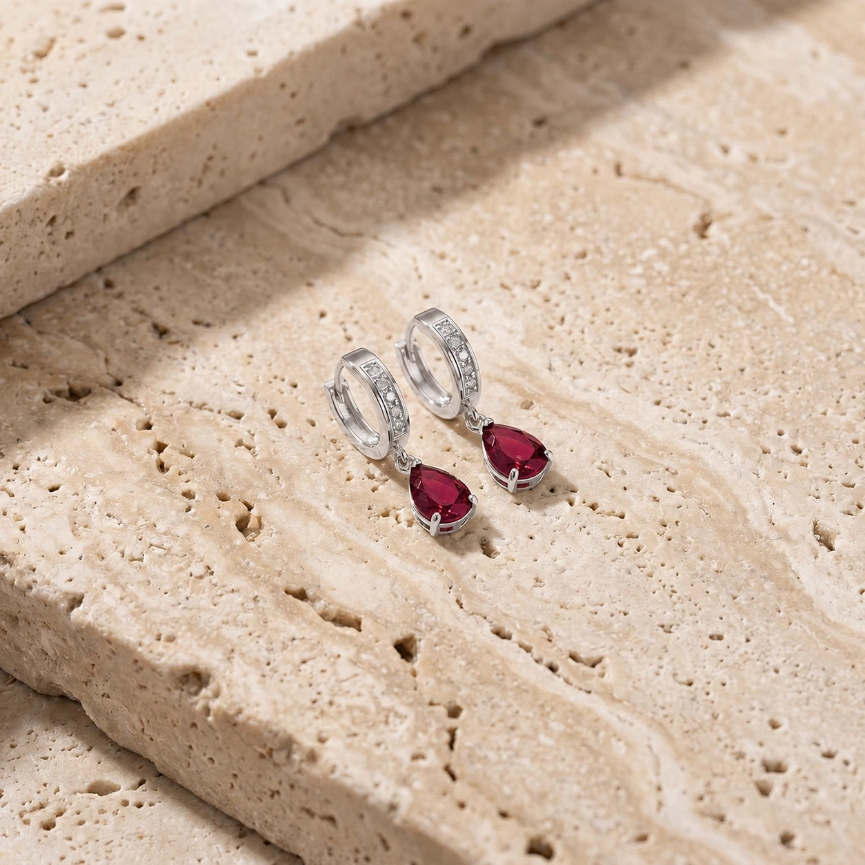 White Gold Reverie Earrings Ruby 10K — Gianna