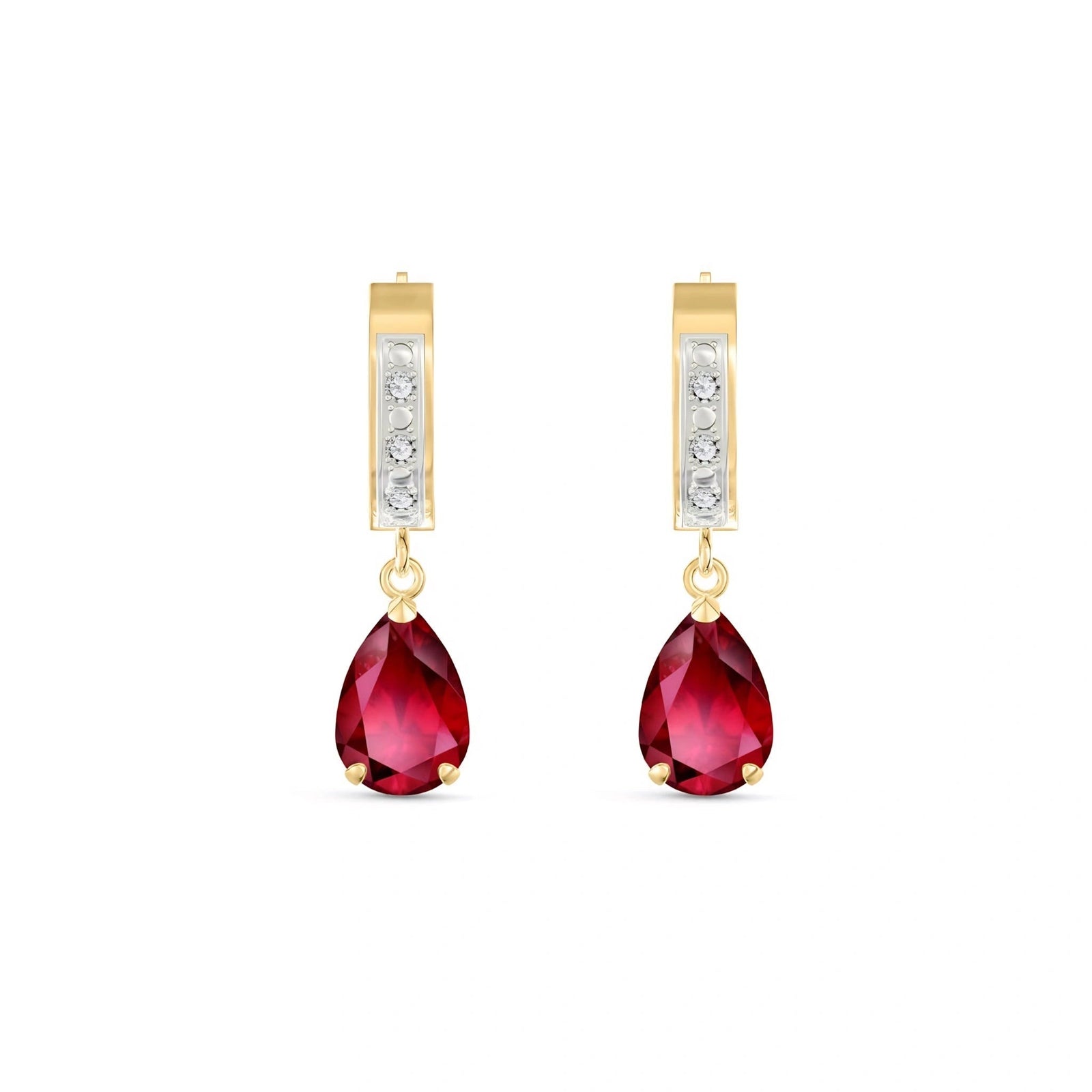 Yellow Gold Reverie Earrings Ruby 10K — Gianna