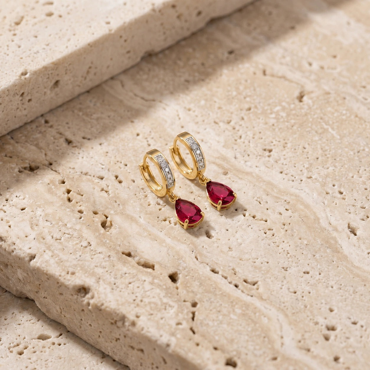 Yellow Gold Reverie Earrings Ruby 10K — Gianna