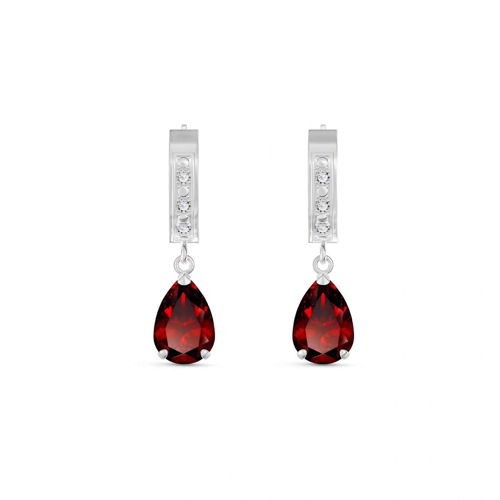 White Gold Reverie Earrings Garnet 10K — Gianna