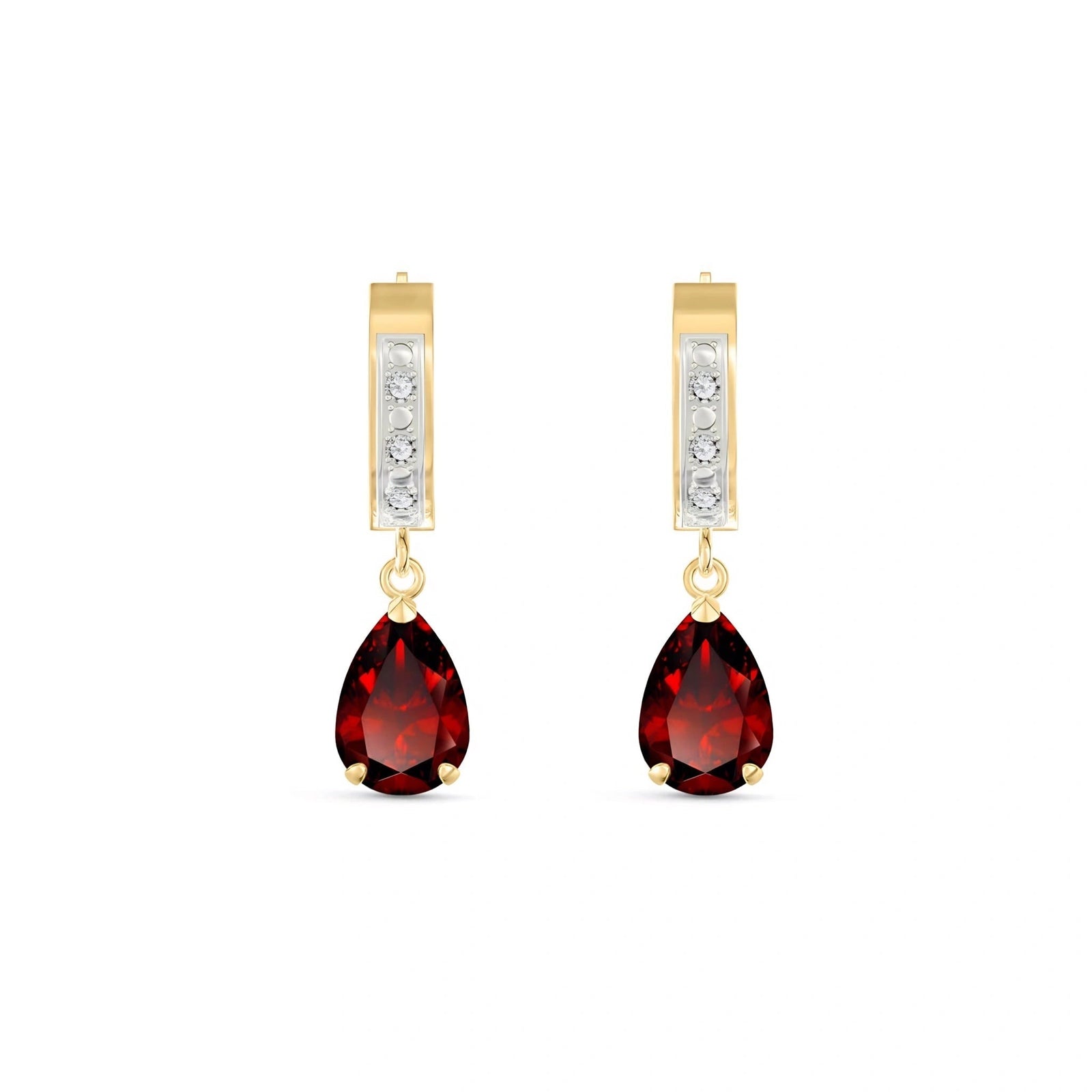 Yellow Gold Reverie Earrings Garnet 10K — Gianna