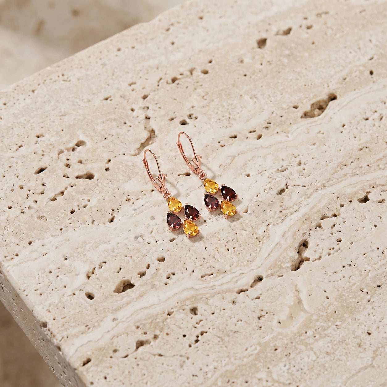 Rose Gold Garnet & Citrine — Mariaamalia