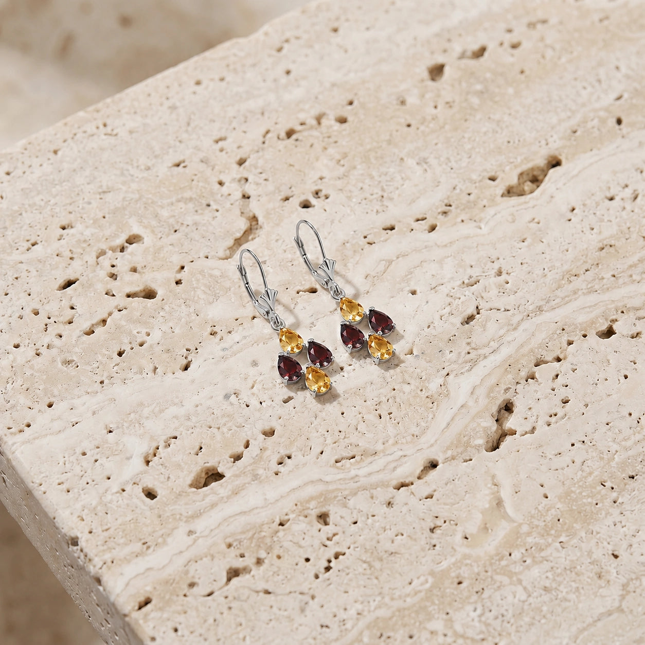White Gold Garnet & Citrine — Mariaamalia