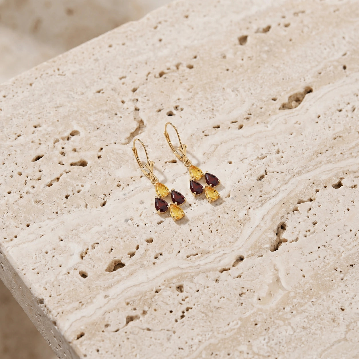 Yellow Gold Garnet & Citrine — Mariaamalia