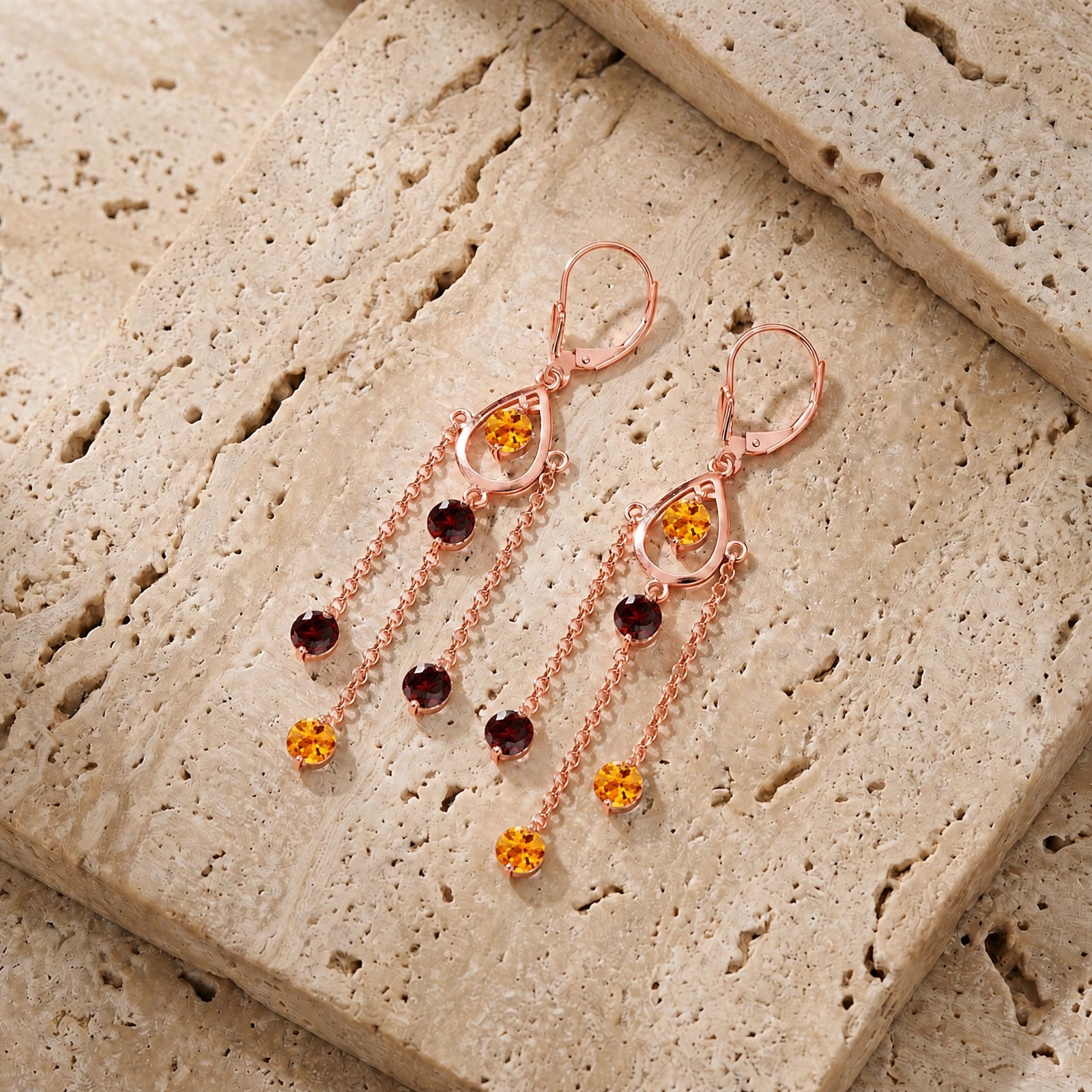 Rose Gold Garnet & Citrine — Mariaamaranta