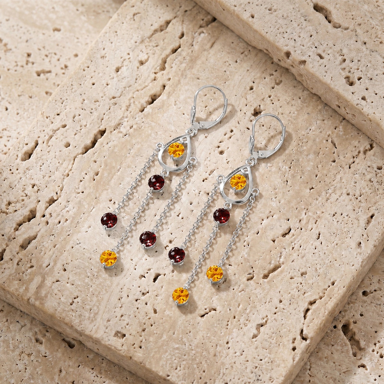 White Gold Garnet & Citrine — Mariaamaranta