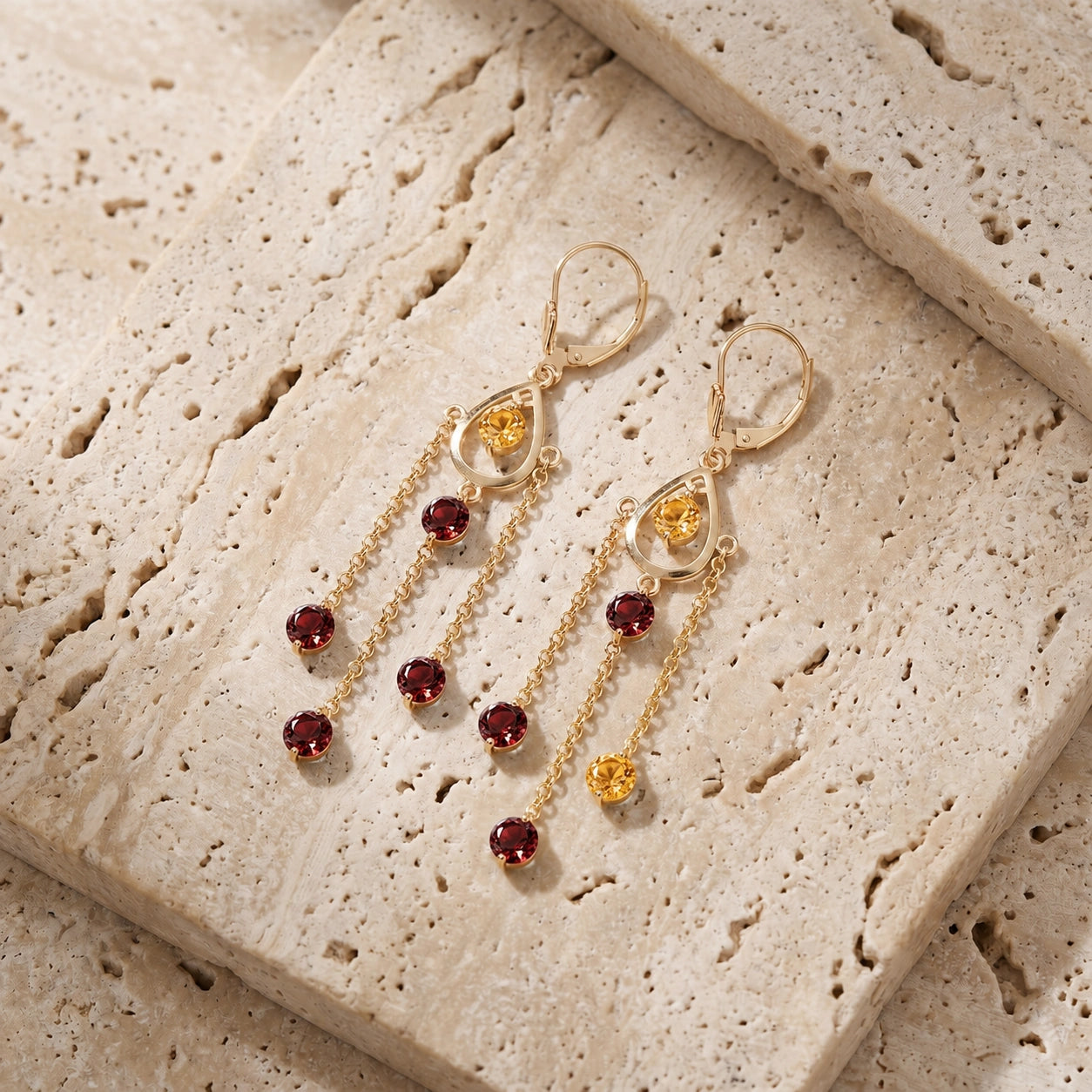 Yellow Gold Garnet & Citrine — Mariaamaranta