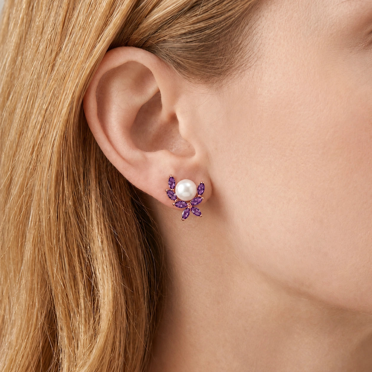 Rose Gold Pearl & Amethyst — Mariaambra