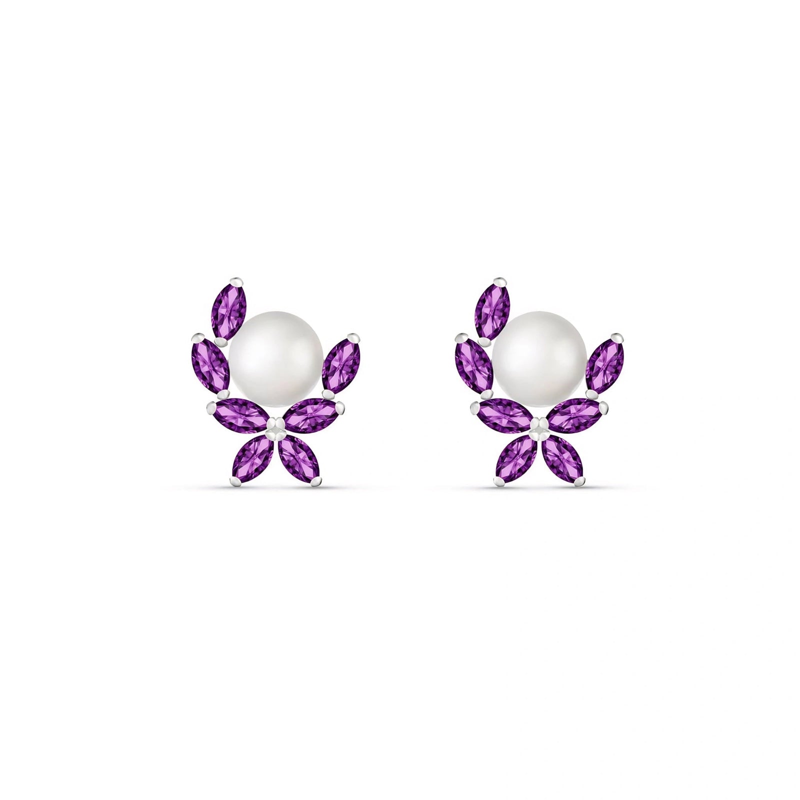 White Gold Pearl & Amethyst — Mariaambra