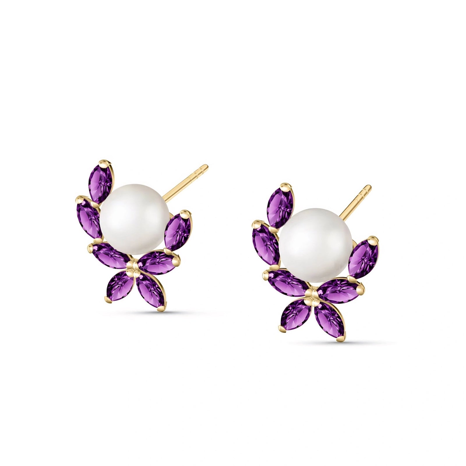 Yellow Gold Pearl & Amethyst — Mariaambra