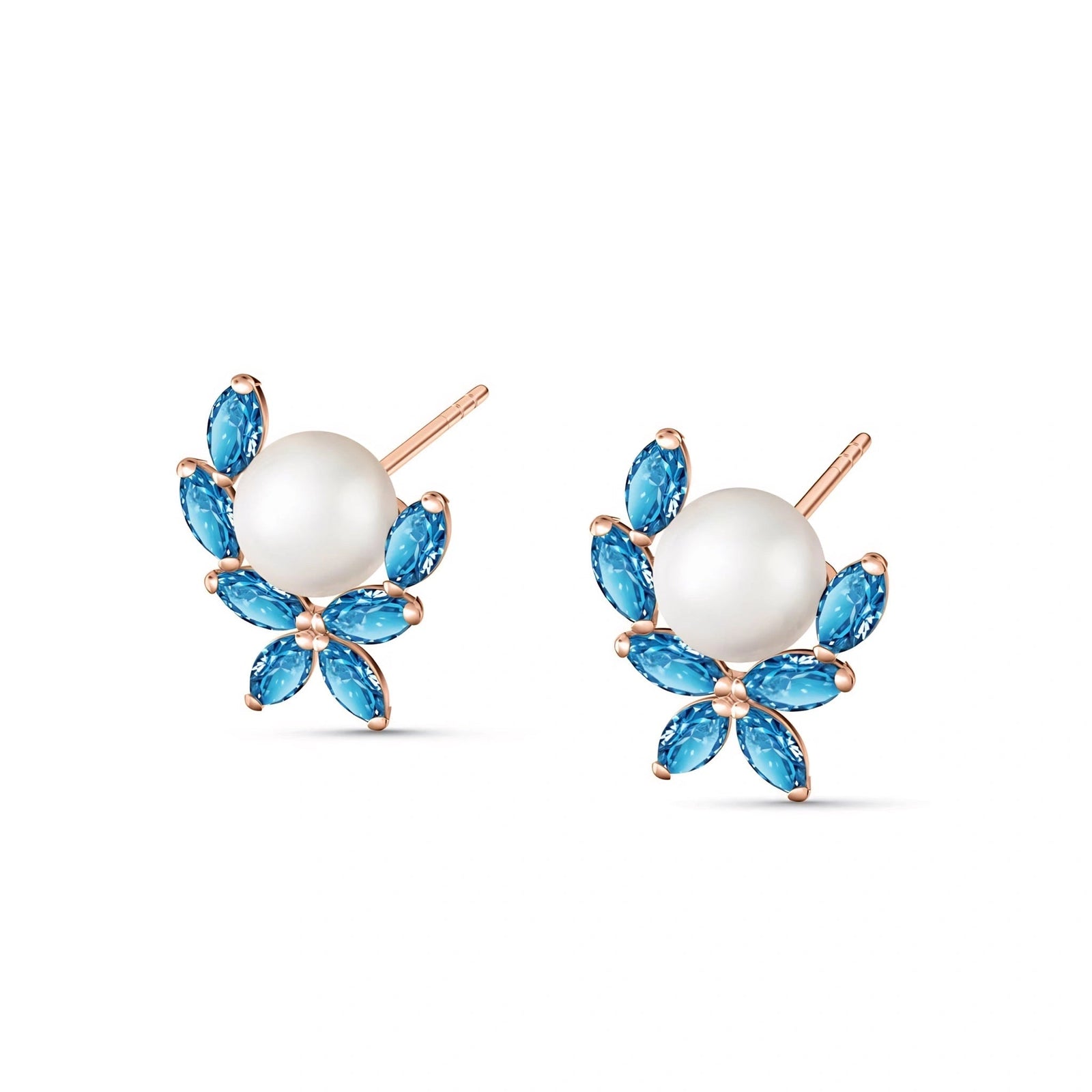 Rose Gold Pearl & Blue Topaz — Mariaambra