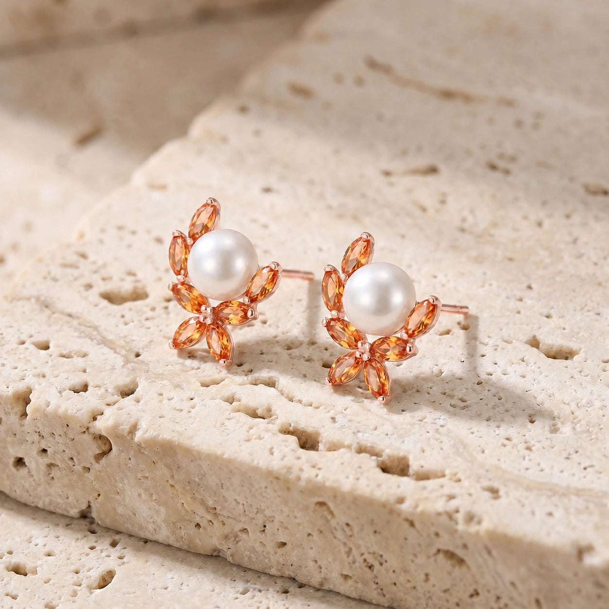 Rose Gold Pearl & Citrine — Mariaambra