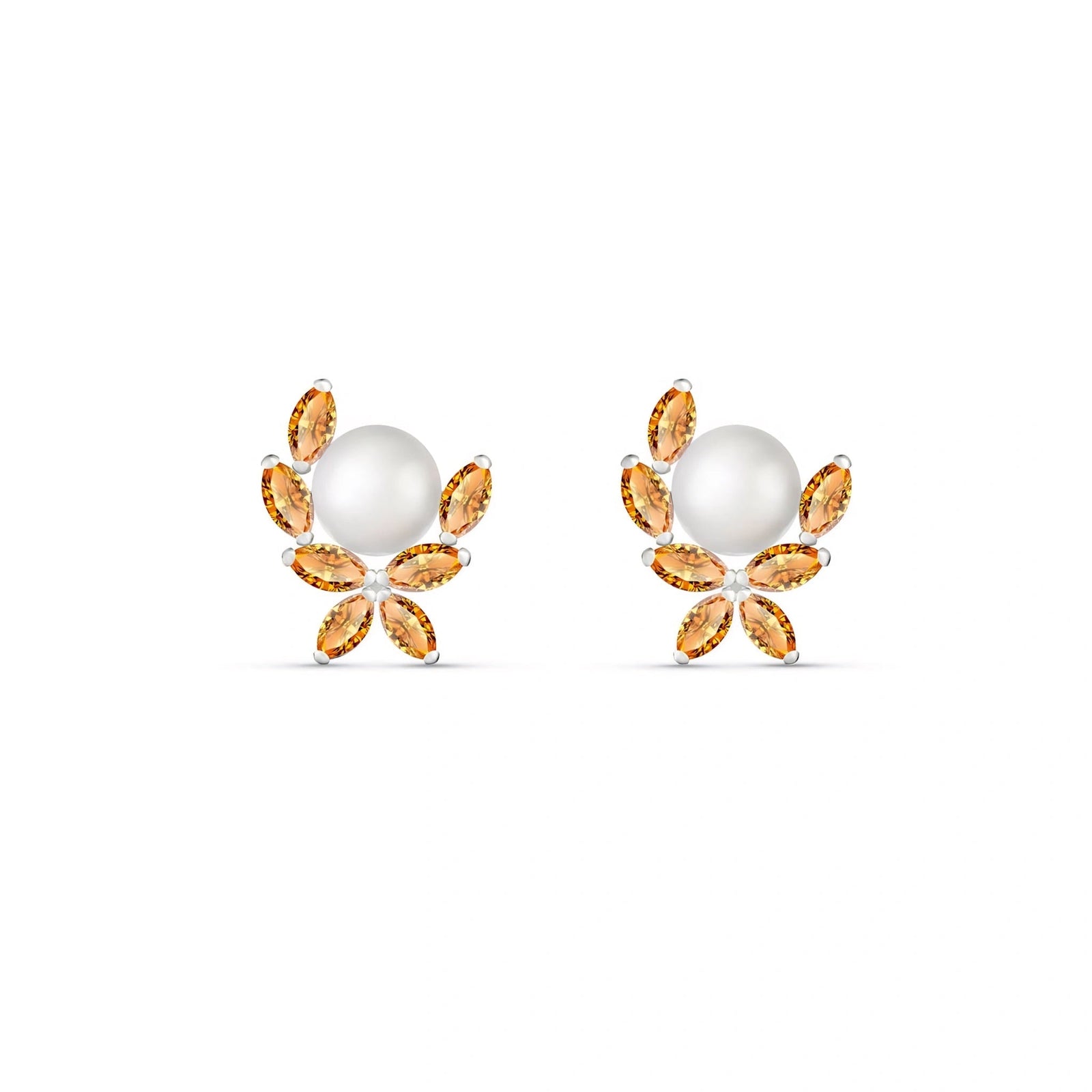 White Gold Pearl & Citrine — Mariaambra