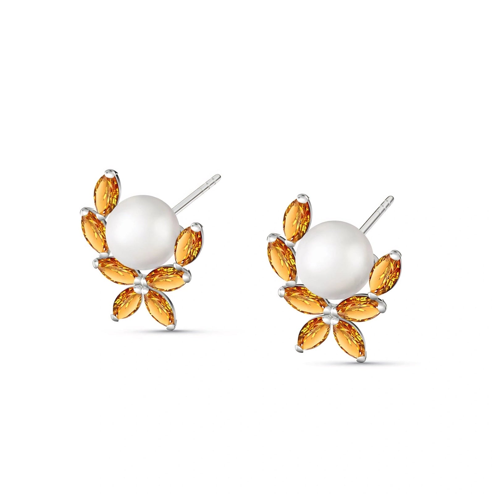 White Gold Pearl & Citrine — Mariaambra