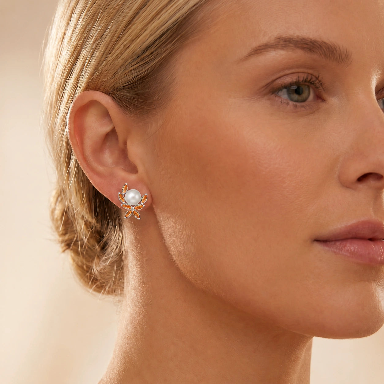 White Gold Pearl & Citrine — Mariaambra