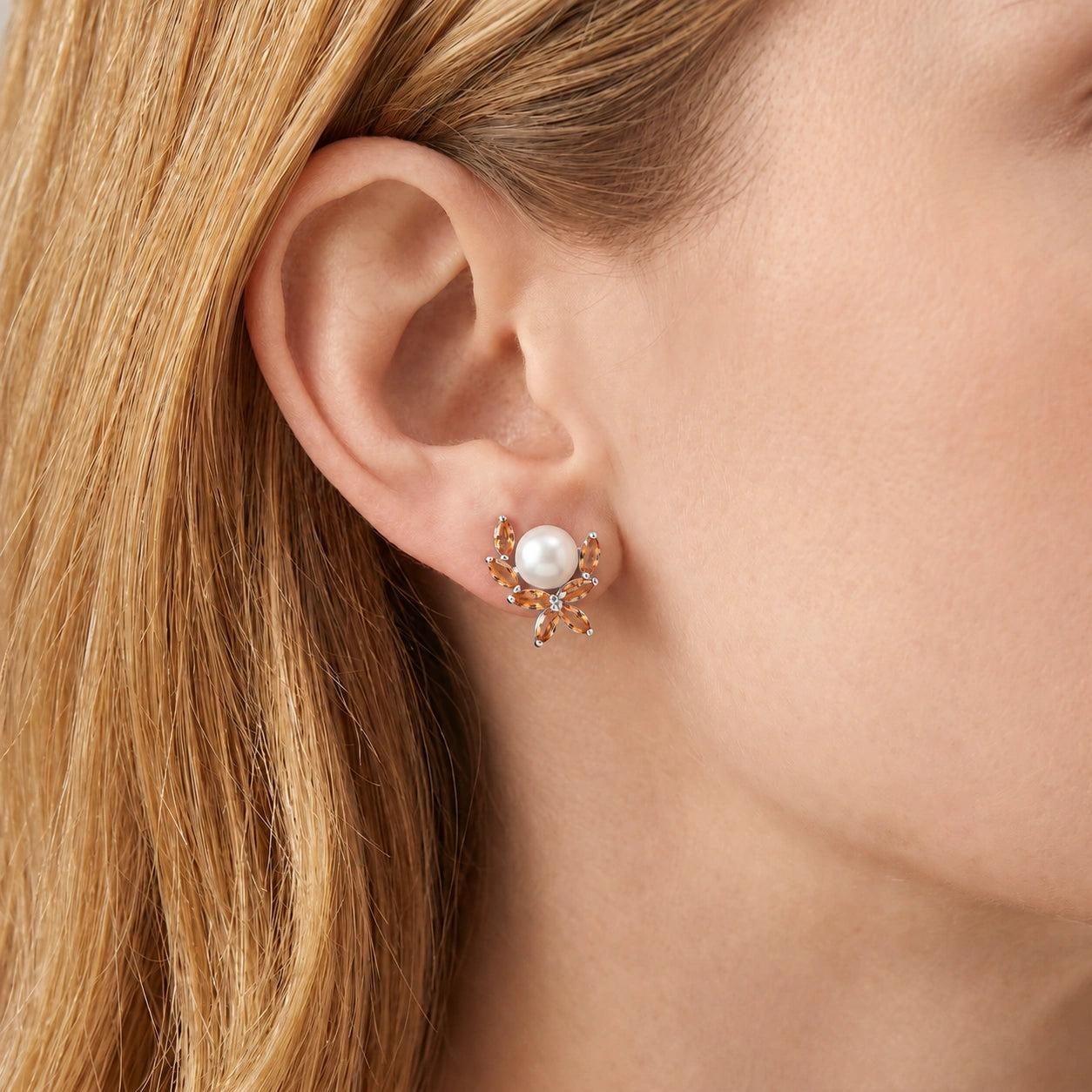 White Gold Pearl & Citrine — Mariaambra